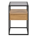 Randolf Square Bedside Table with 1 Drawer in Black and Oak - image 2