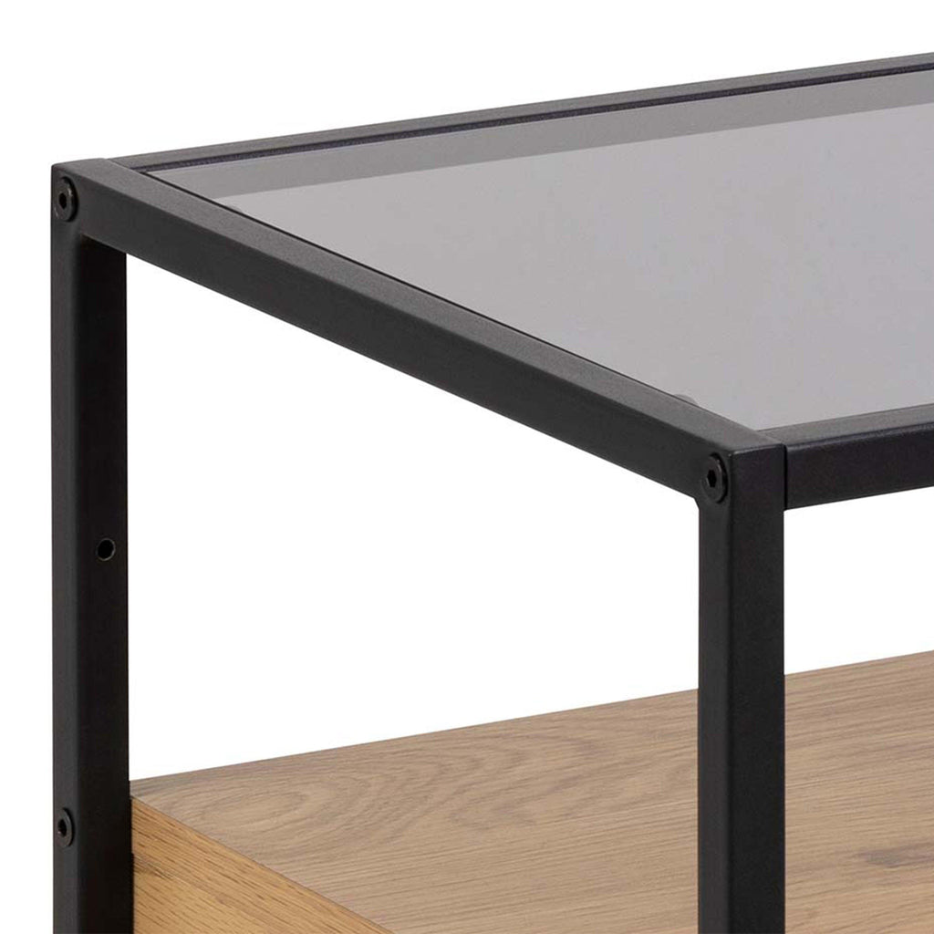 Randolf Square Bedside Table with 1 Drawer in Black and Oak - image 5