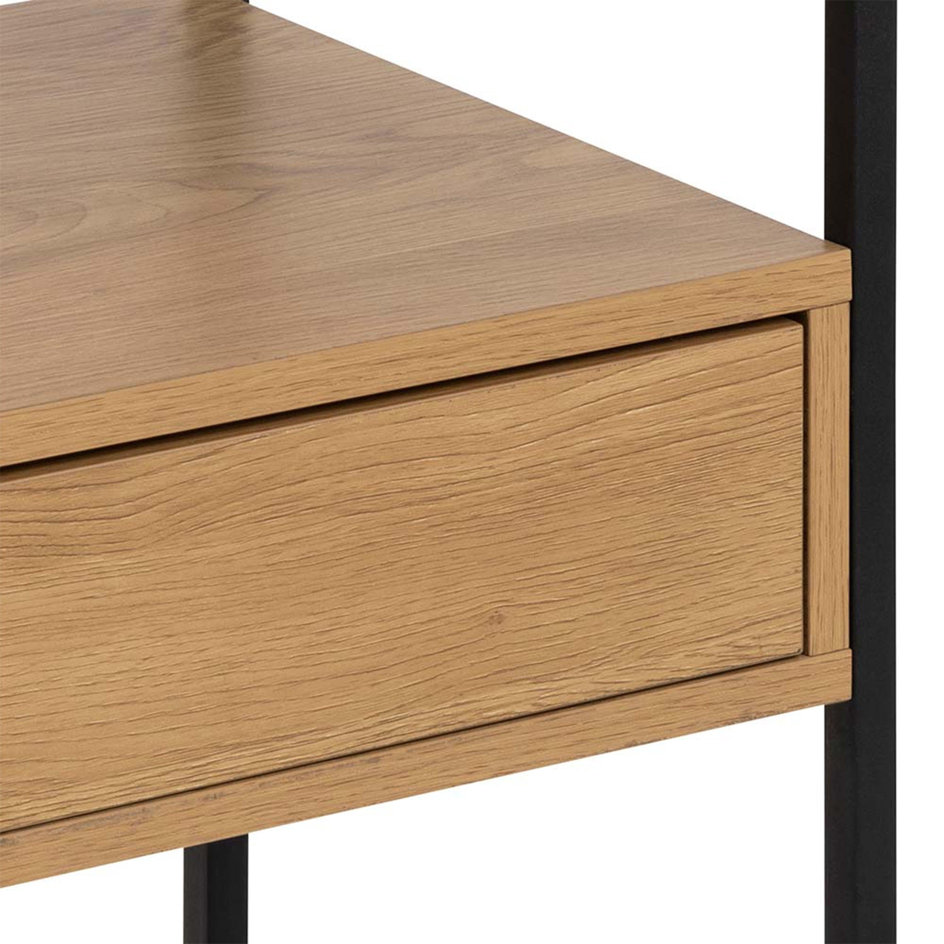 Randolf Square Bedside Table with 1 Drawer in Black and Oak - image 6