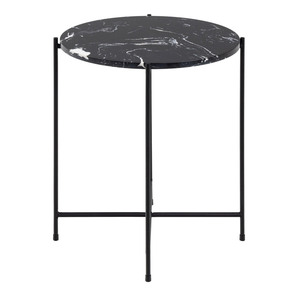 Avila Side Table with Black Polished Marble Stone 42x45cm - image 2