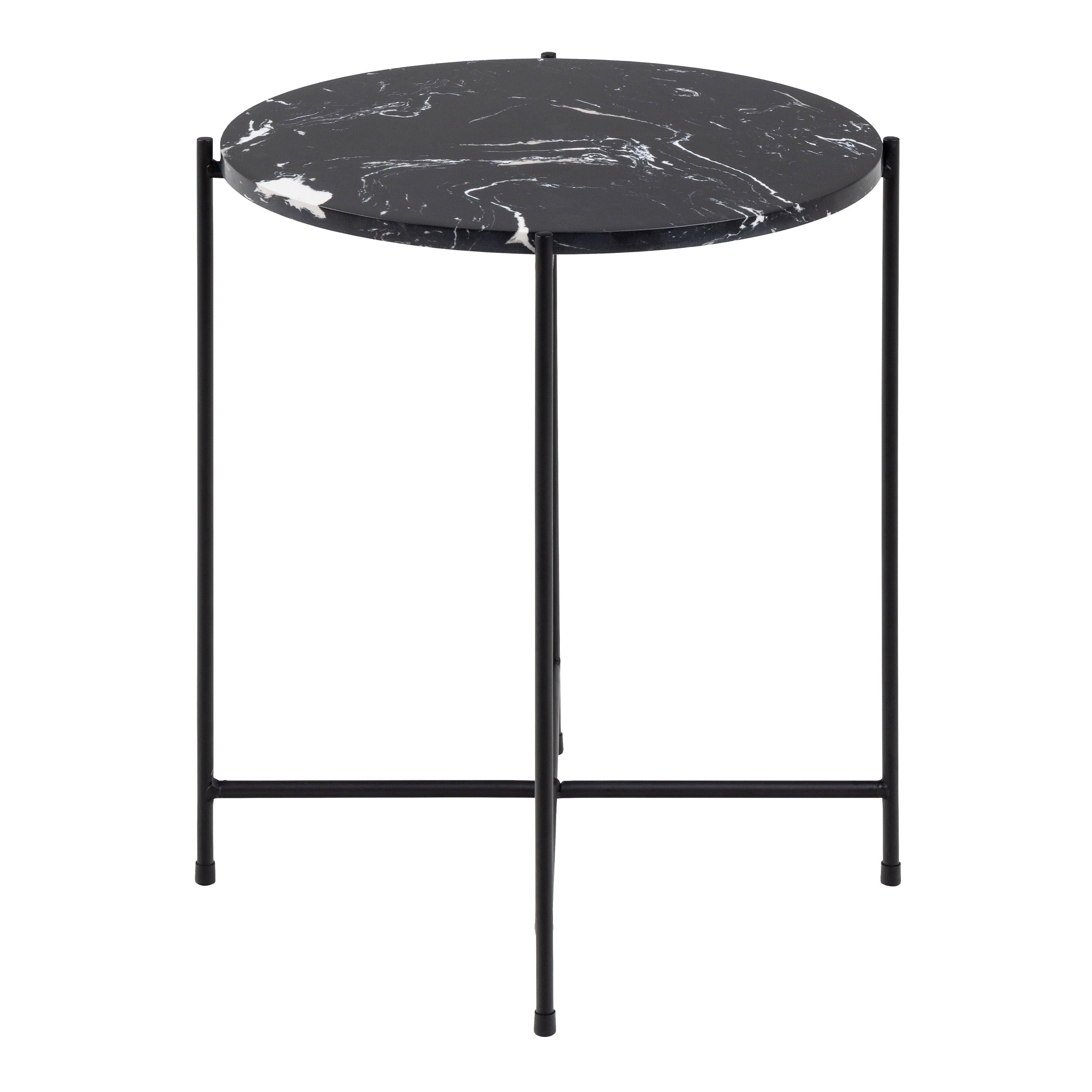Avila Side Table with Black Polished Marble Stone 42x45cm - image 2