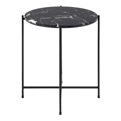 Avila Side Table with Black Polished Marble Stone 42x45cm - image 2