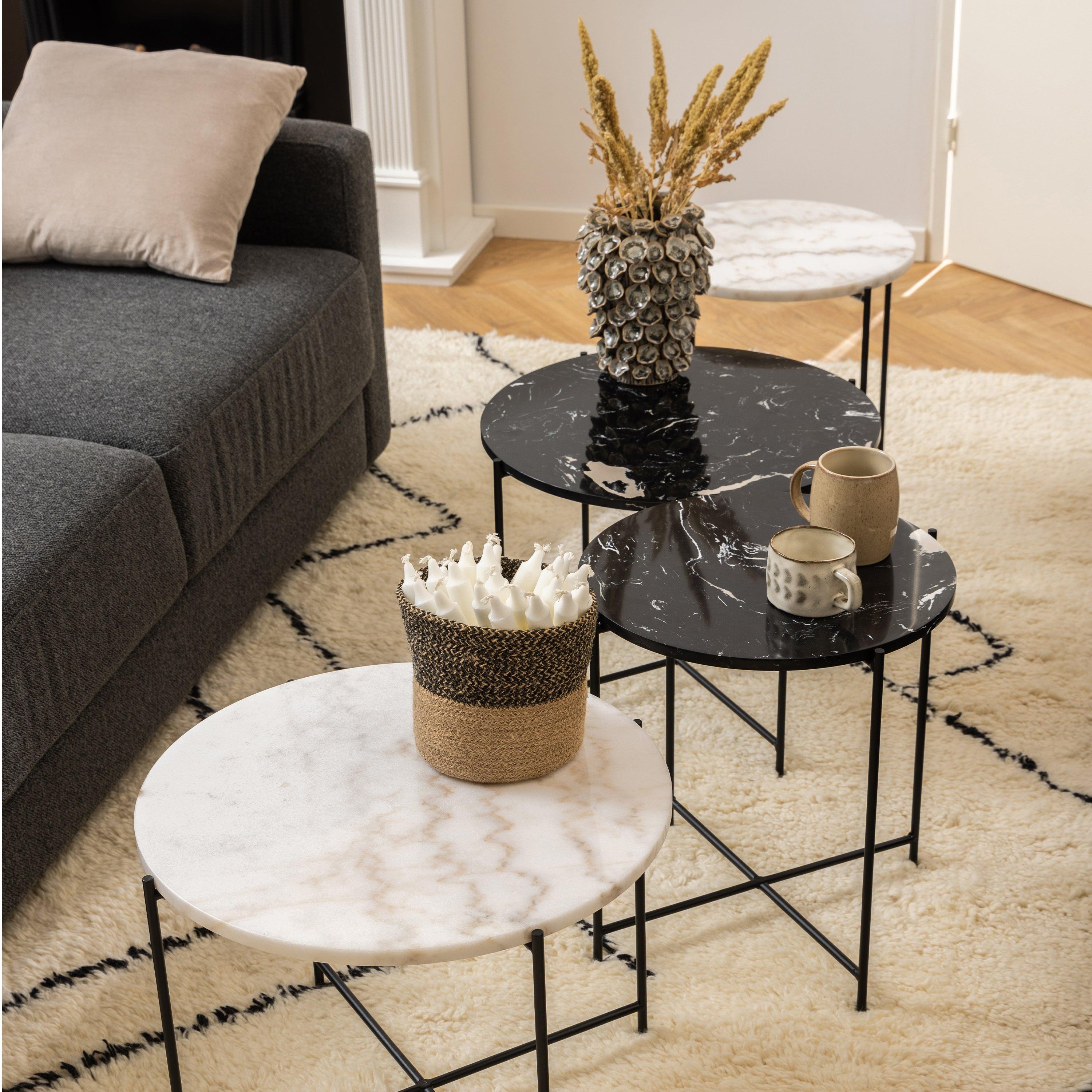 Avila Side Table with Black Polished Marble Stone 42x45cm - image 3