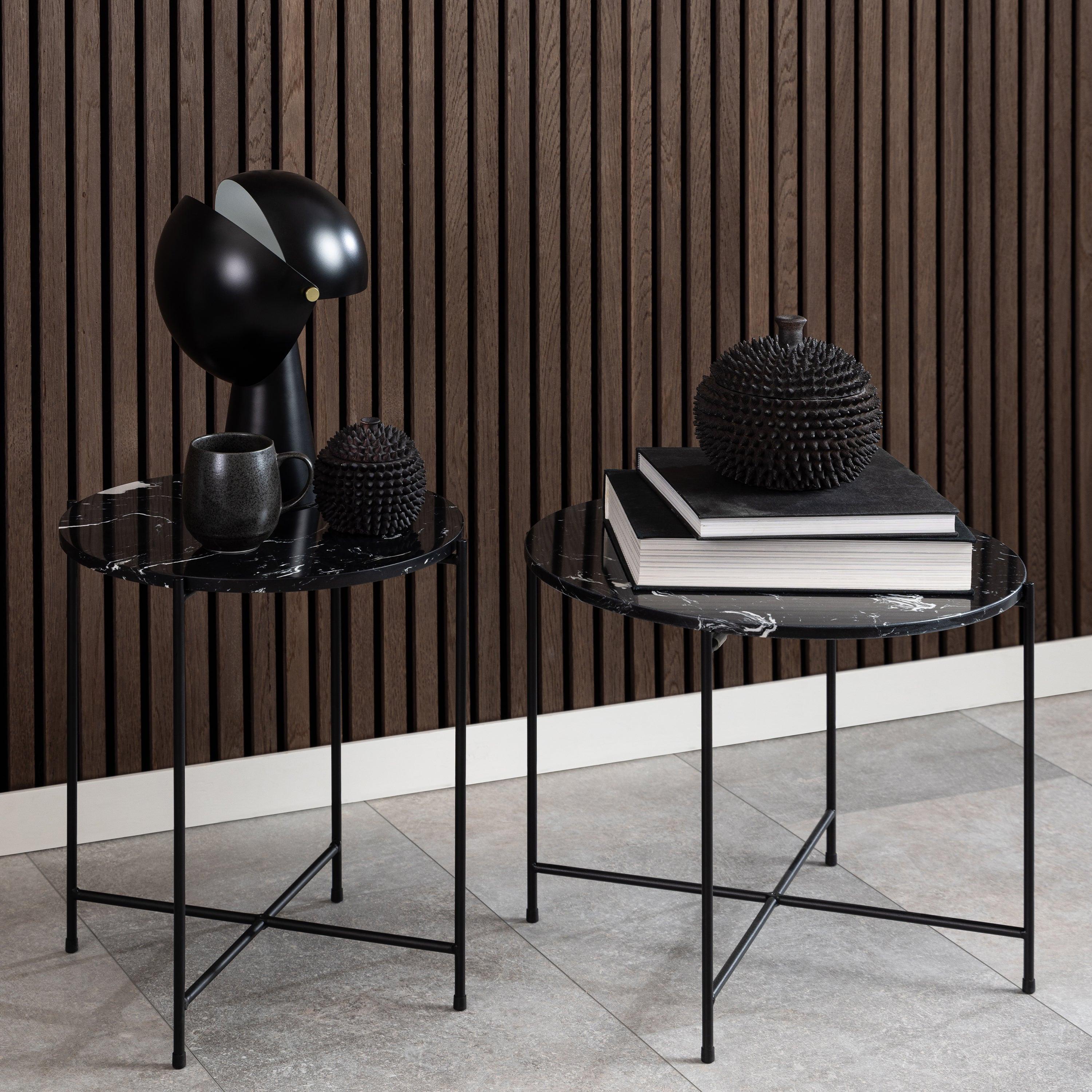 Avila Side Table with Black Polished Marble Stone 42x45cm - image 4