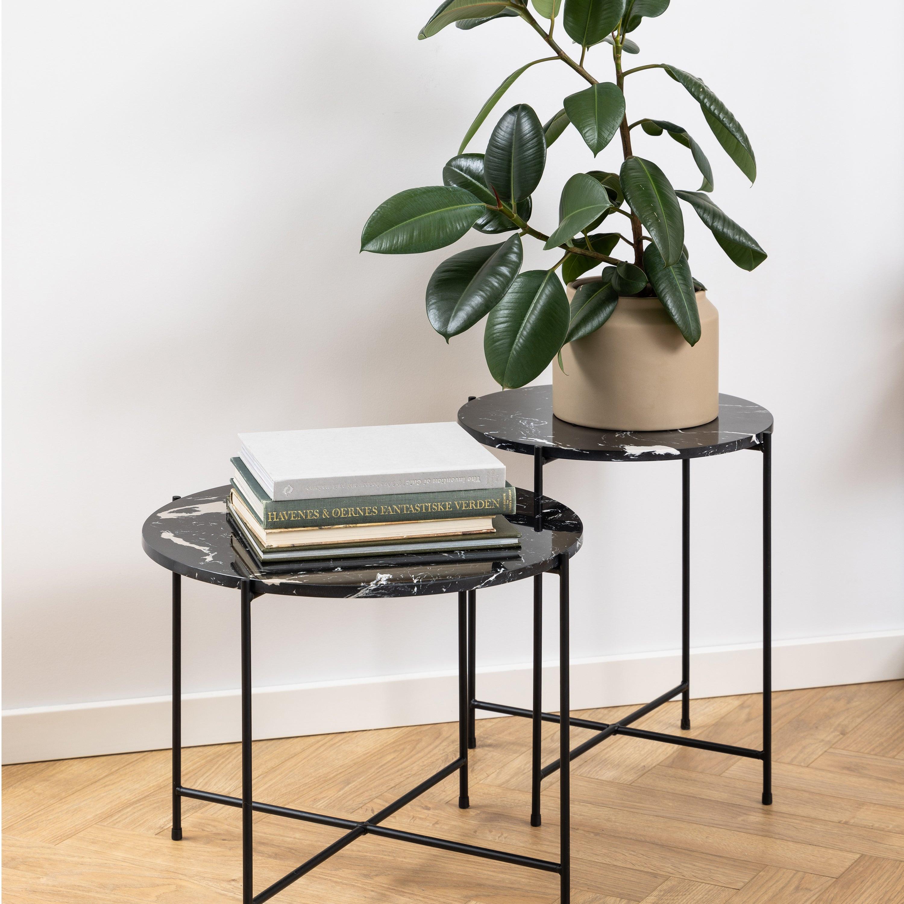 Avila Side Table with Black Polished Marble Stone 42x45cm - image 6