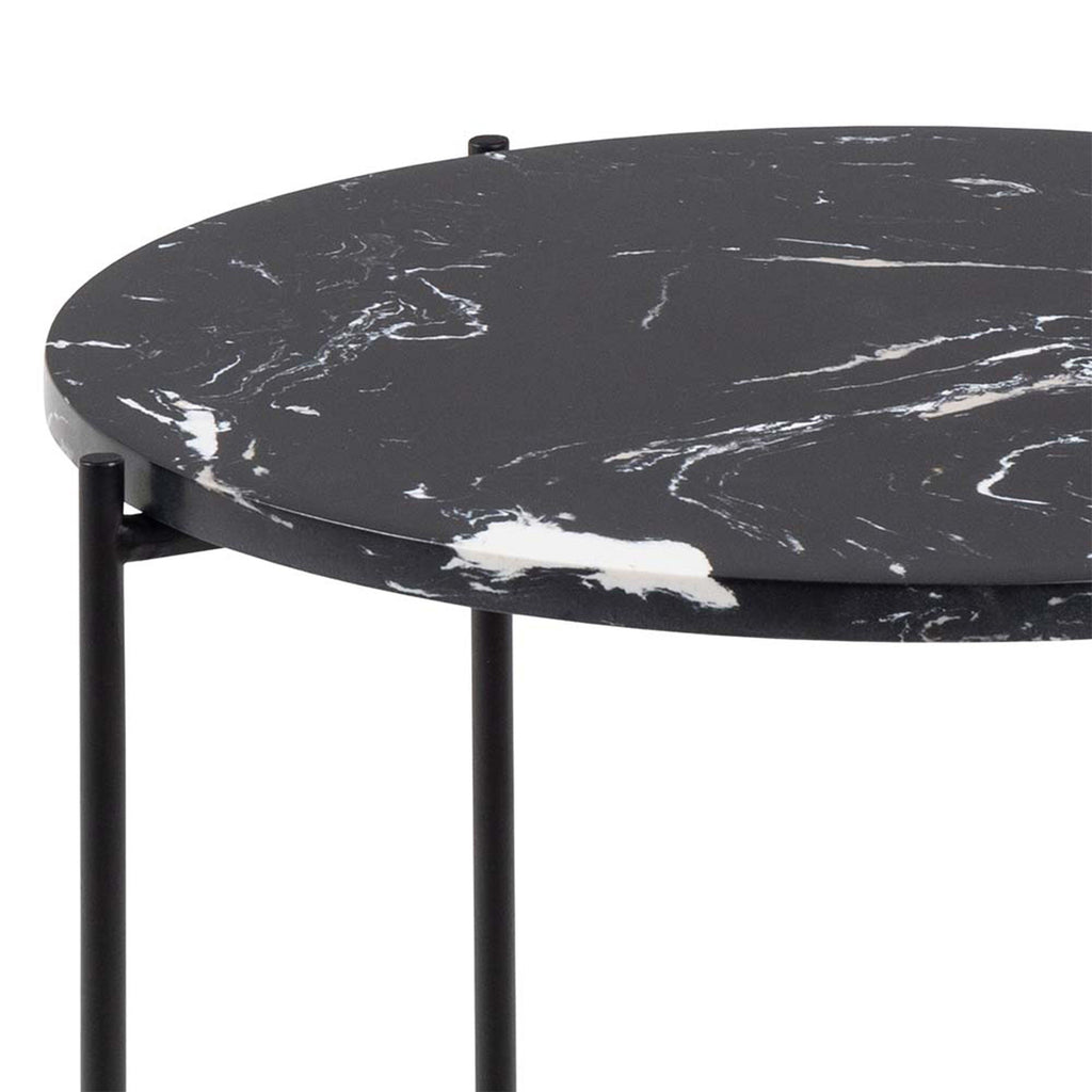 Avila Side Table with Black Polished Marble Stone 42x45cm - image 8