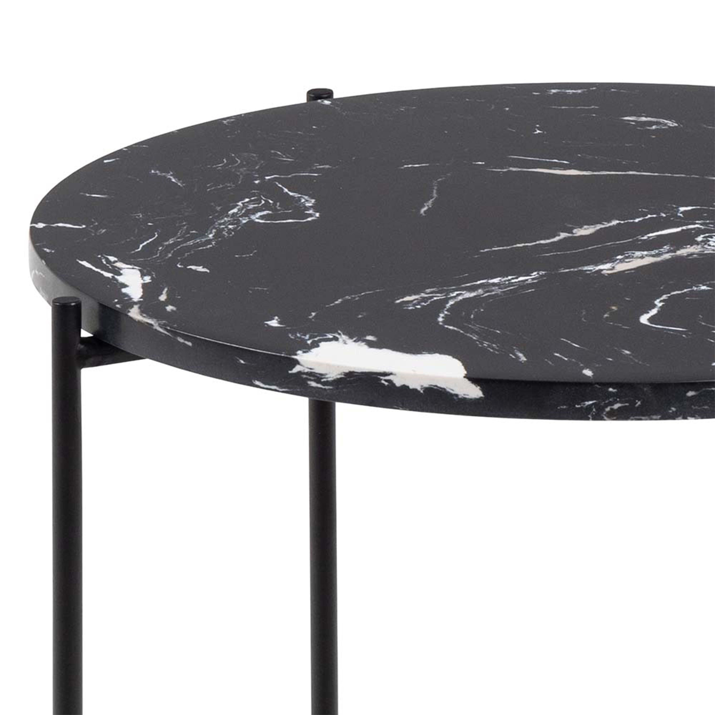Avila Side Table with Black Polished Marble Stone 42x45cm - image 8