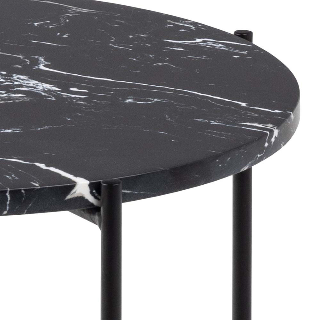 Avila Side Table with Black Polished Marble Stone 42x45cm - image 9