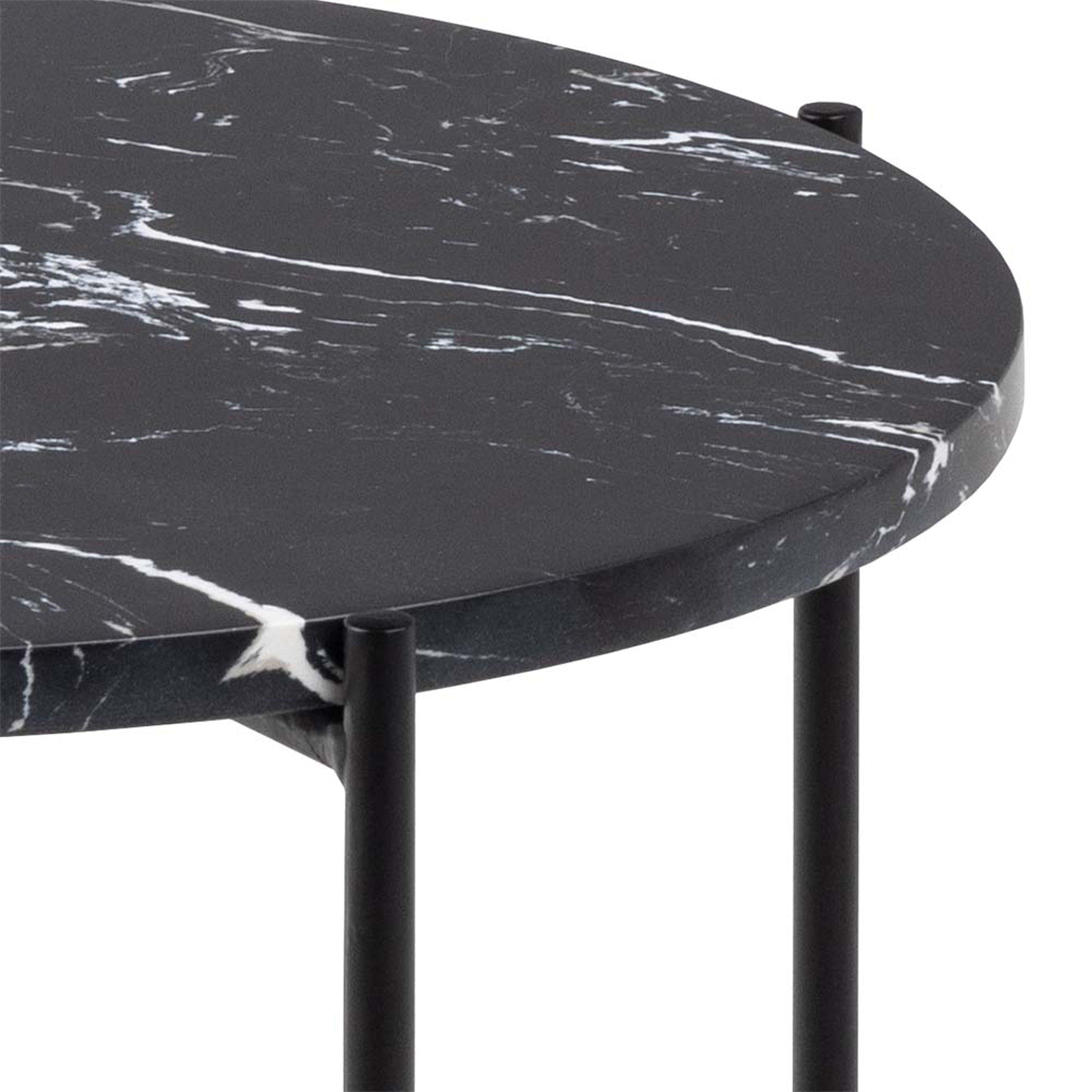 Avila Side Table with Black Polished Marble Stone 42x45cm - image 9
