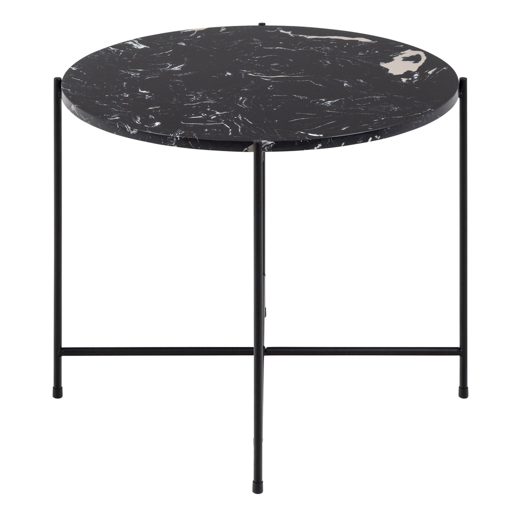 Avila Side Table with Black Polished Marble Stone 52x40cm - image 2