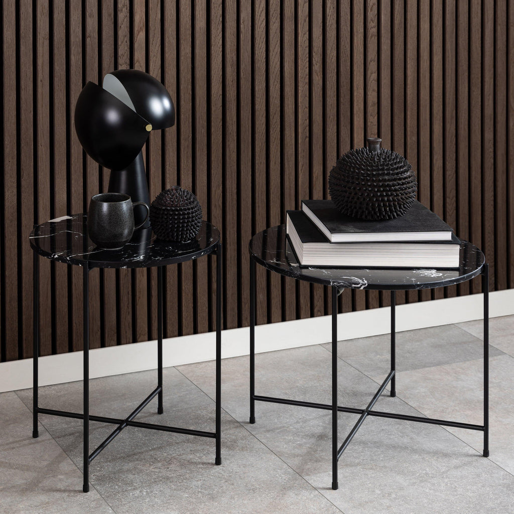 Avila Side Table with Black Polished Marble Stone 52x40cm - image 4