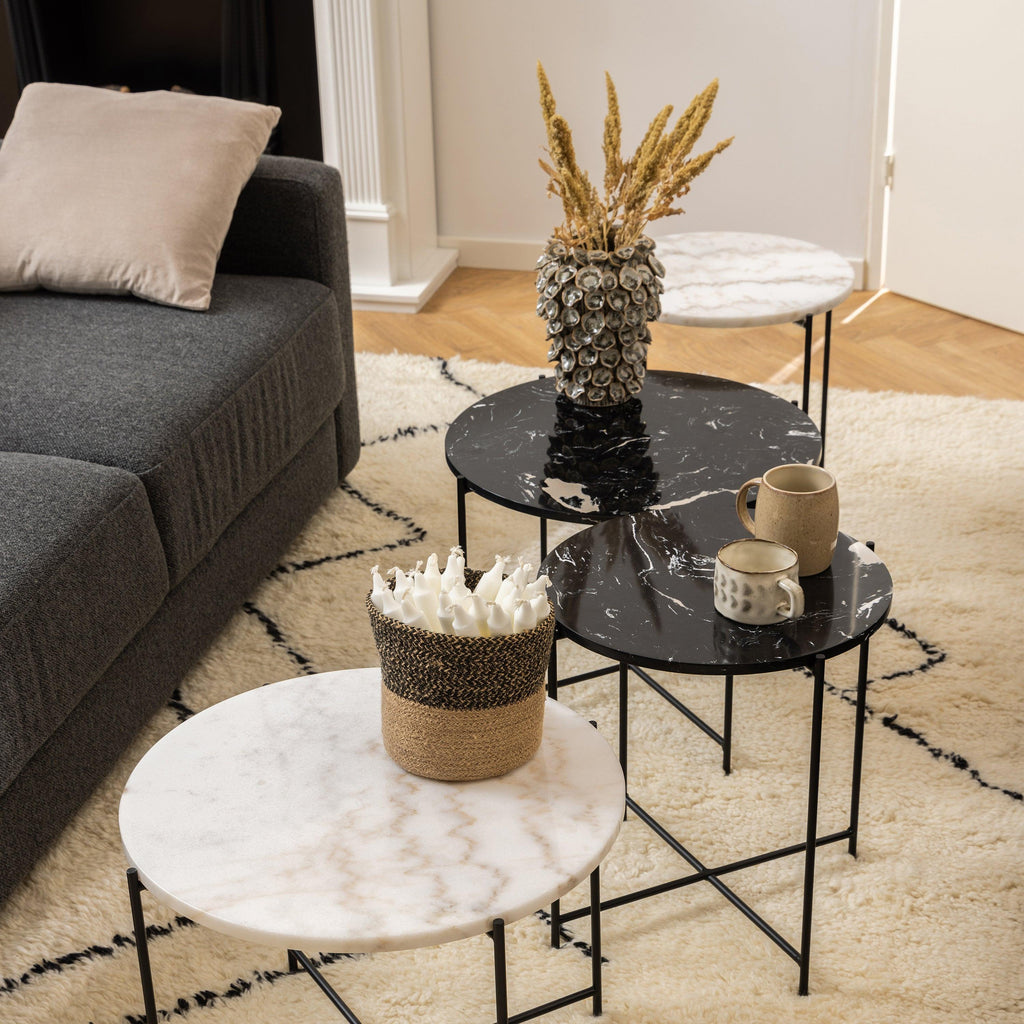 Avila Side Table with Black Polished Marble Stone 52x40cm - image 5