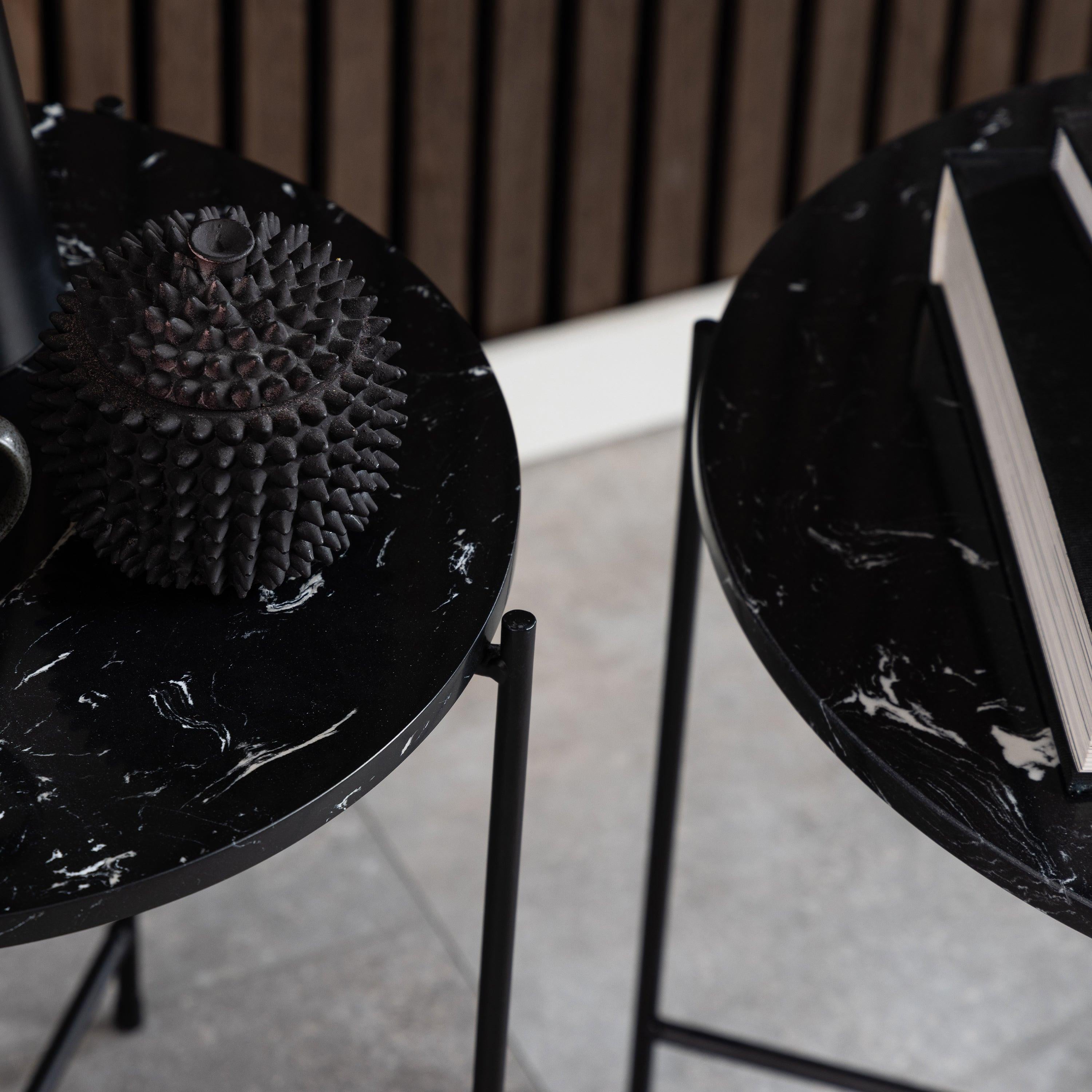 Avila Side Table with Black Polished Marble Stone 52x40cm - image 6