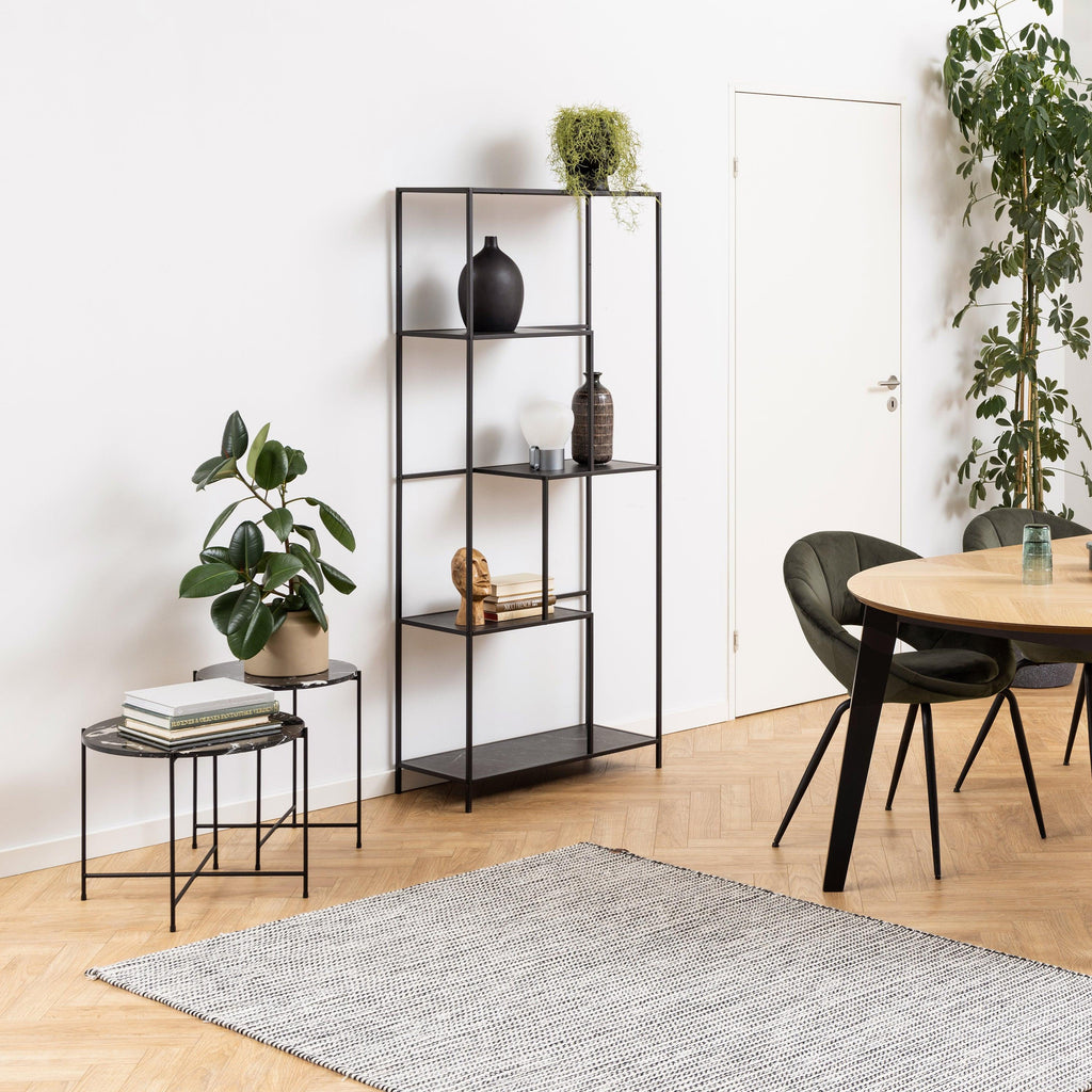 Avila Side Table with Black Polished Marble Stone 52x40cm - image 7