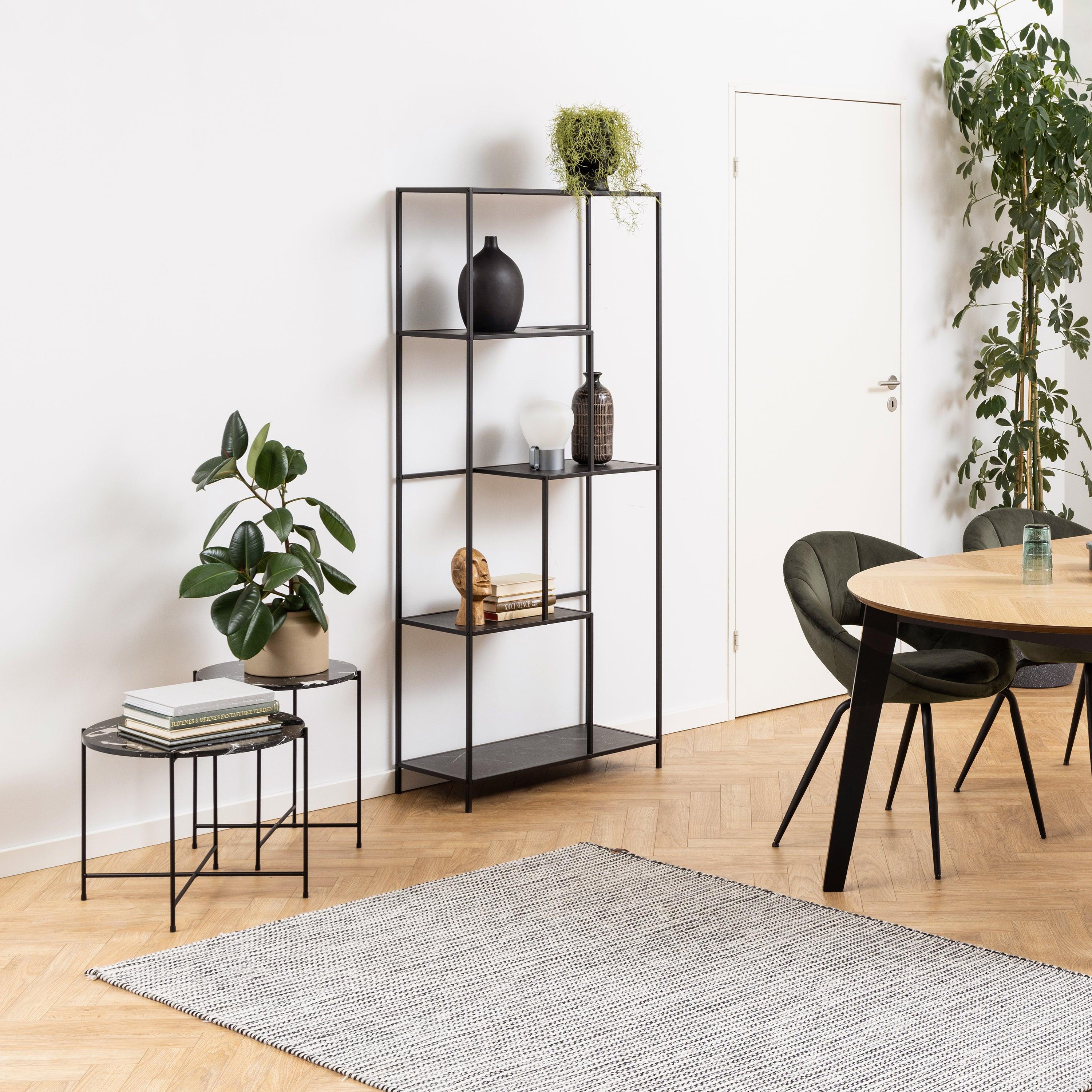 Avila Side Table with Black Polished Marble Stone 52x40cm - image 7