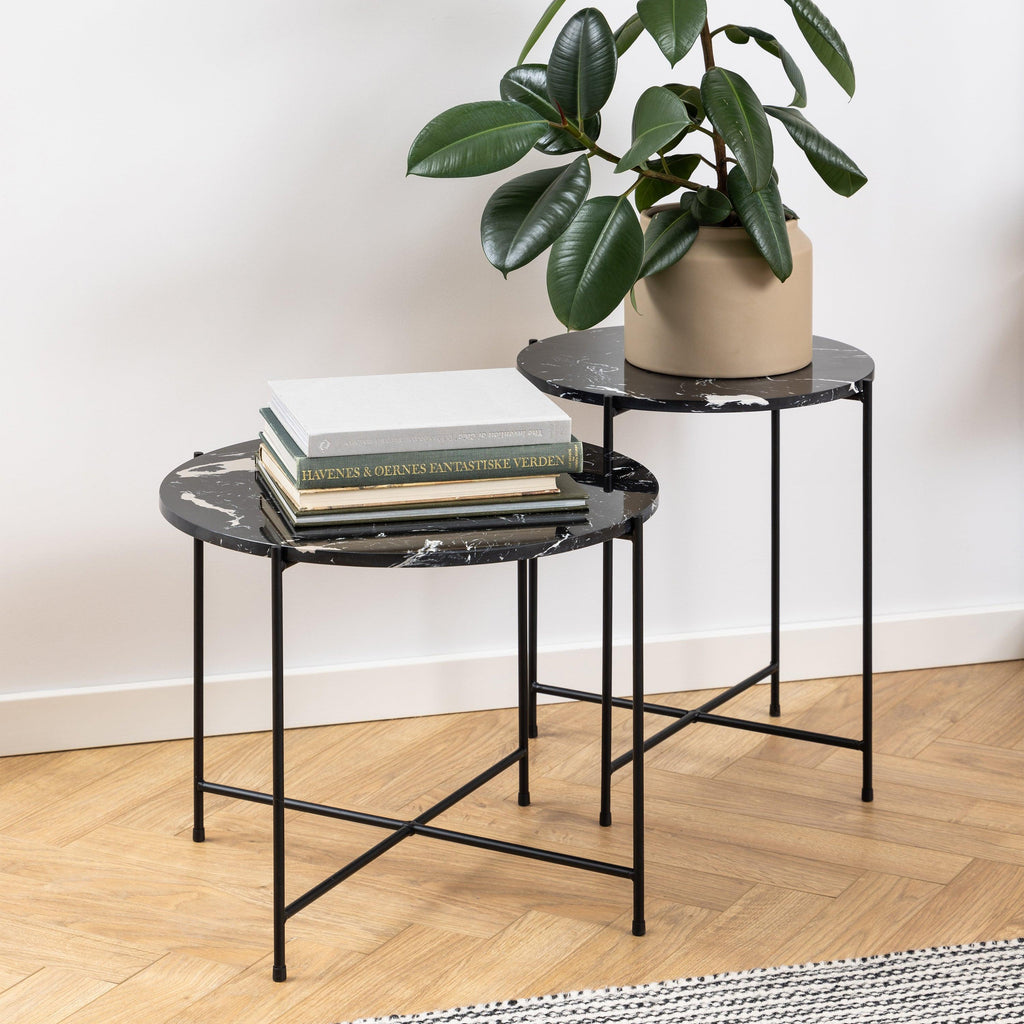 Avila Side Table with Black Polished Marble Stone 52x40cm - image 8