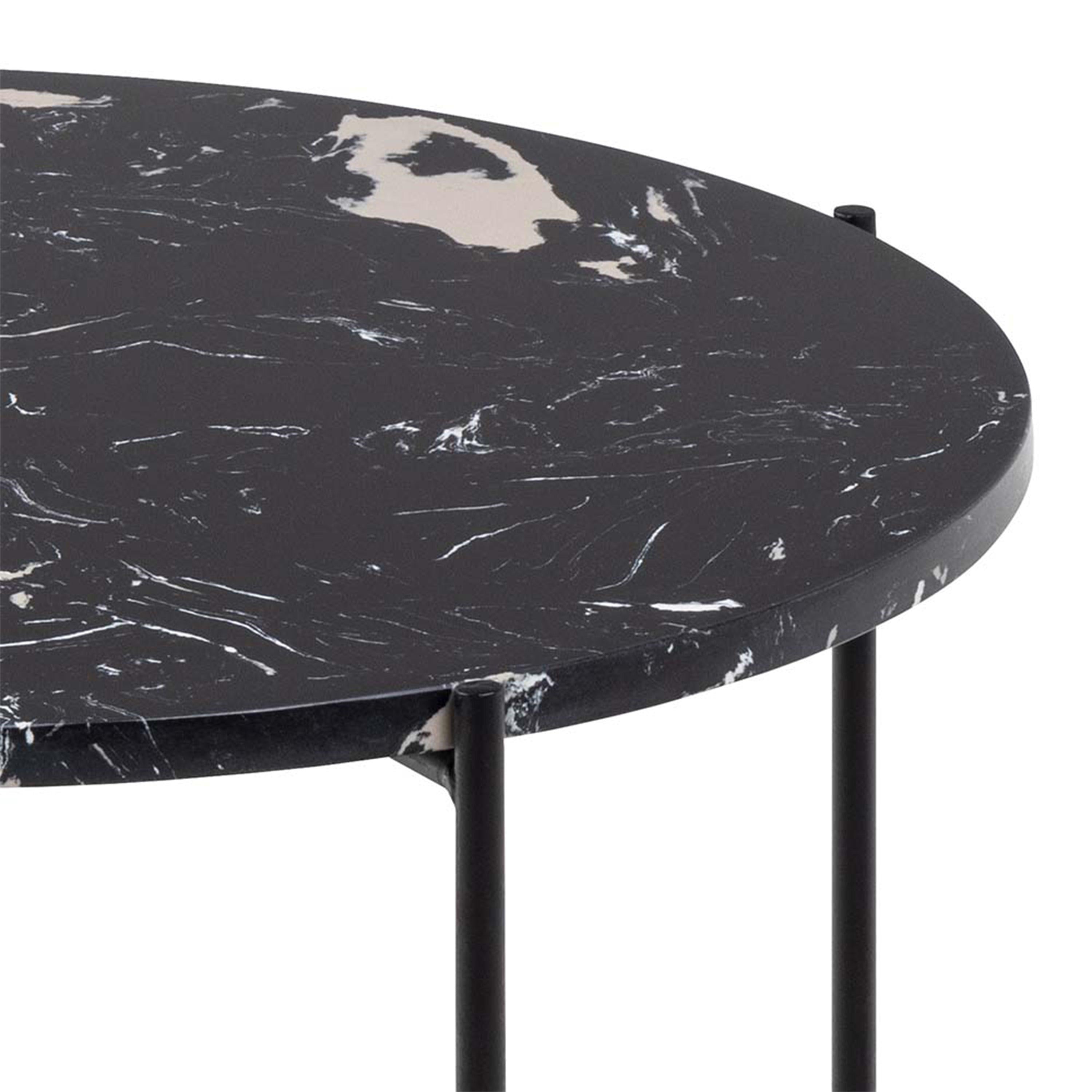 Avila Side Table with Black Polished Marble Stone 52x40cm - image 9
