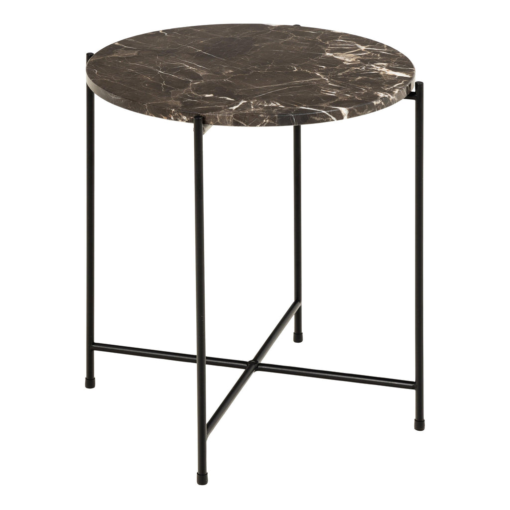Avila Side Table with Brown Marble Top 42x45cm - image 2