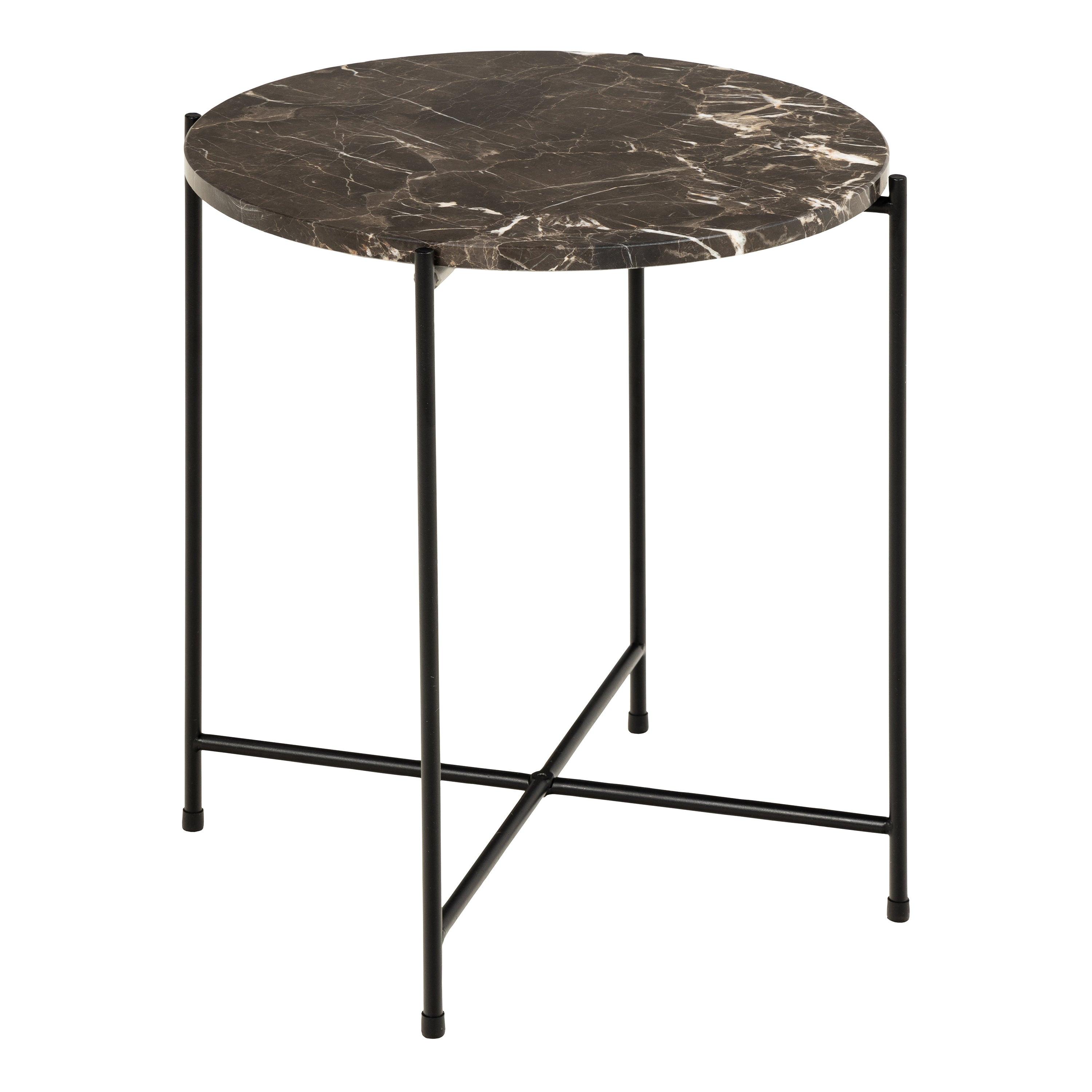 Avila Side Table with Brown Marble Top 42x45cm - image 2