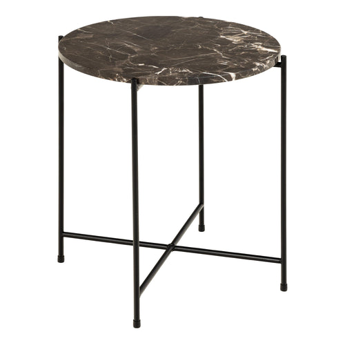 Avila Side Table with Brown Marble Top 42x45cm - image 2