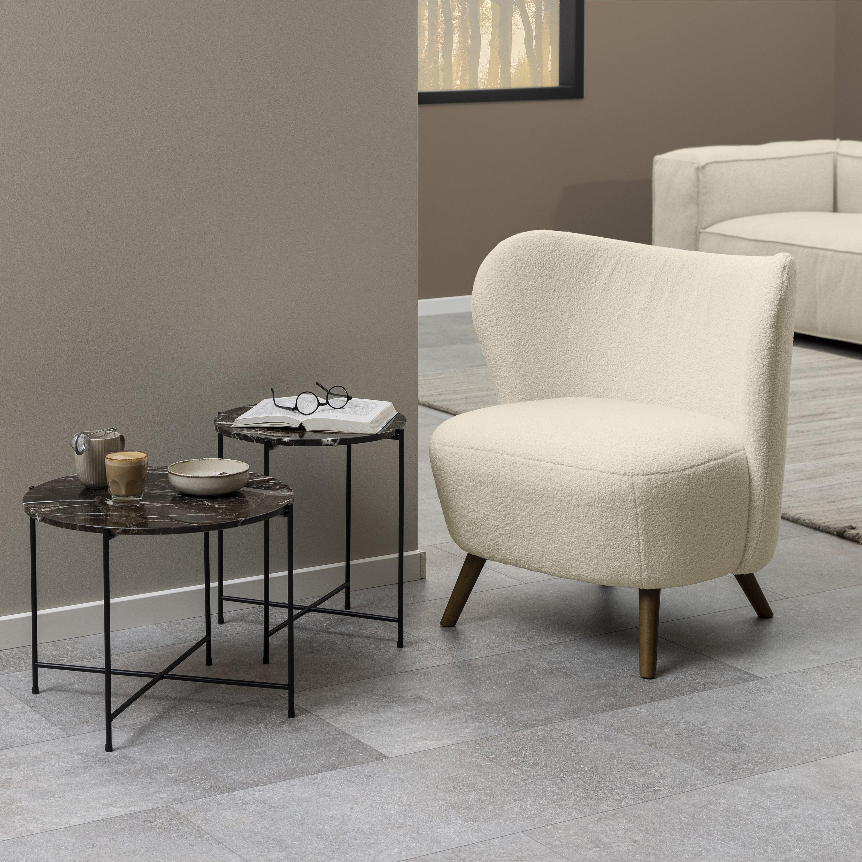 Avila Side Table with Brown Marble Top 42x45cm - image 4
