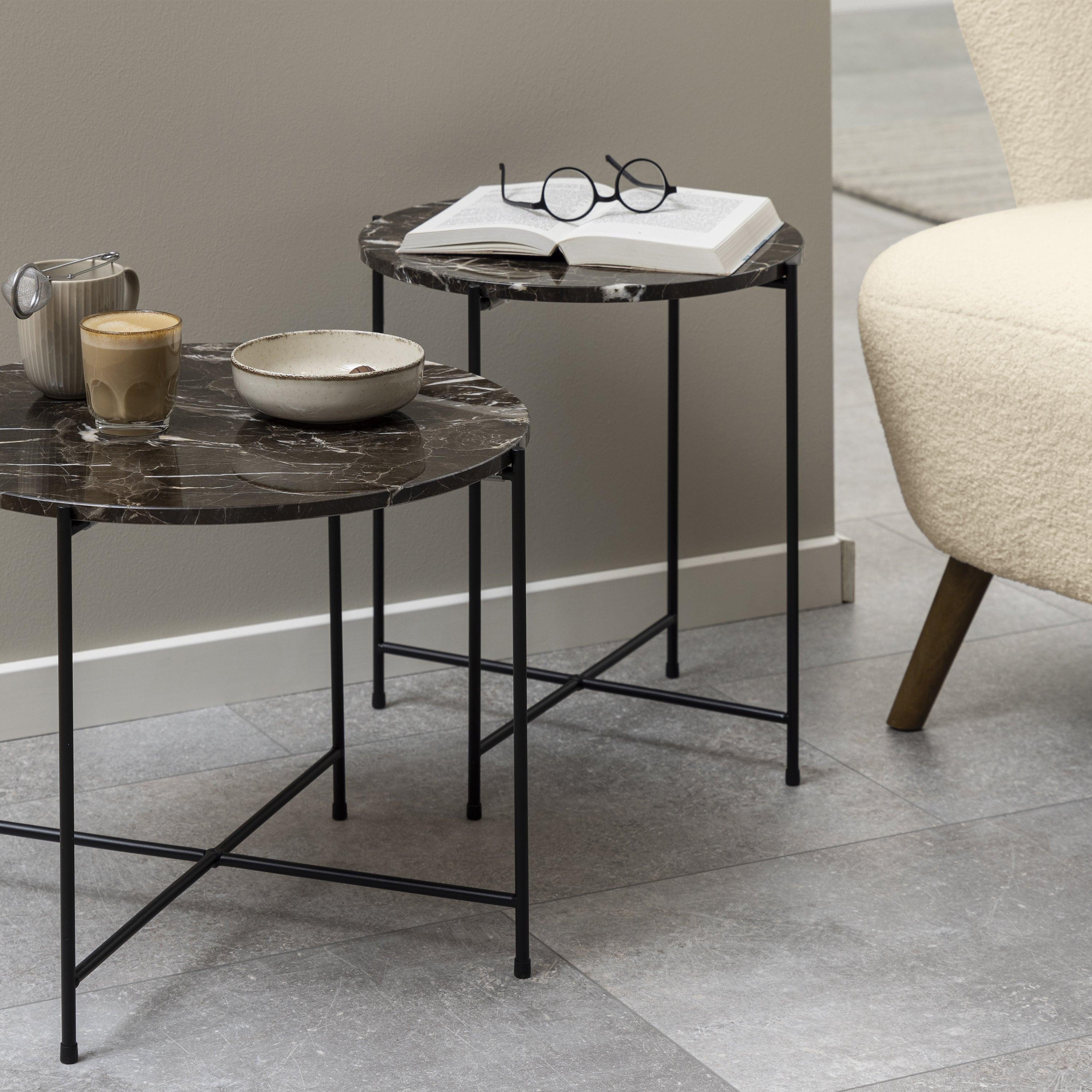 Avila Side Table with Brown Marble Top 42x45cm - image 6