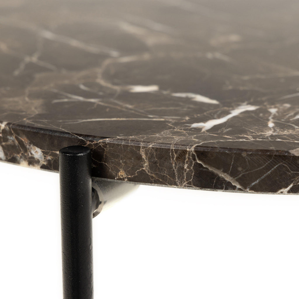 Avila Side Table with Brown Marble Top 42x45cm - image 8