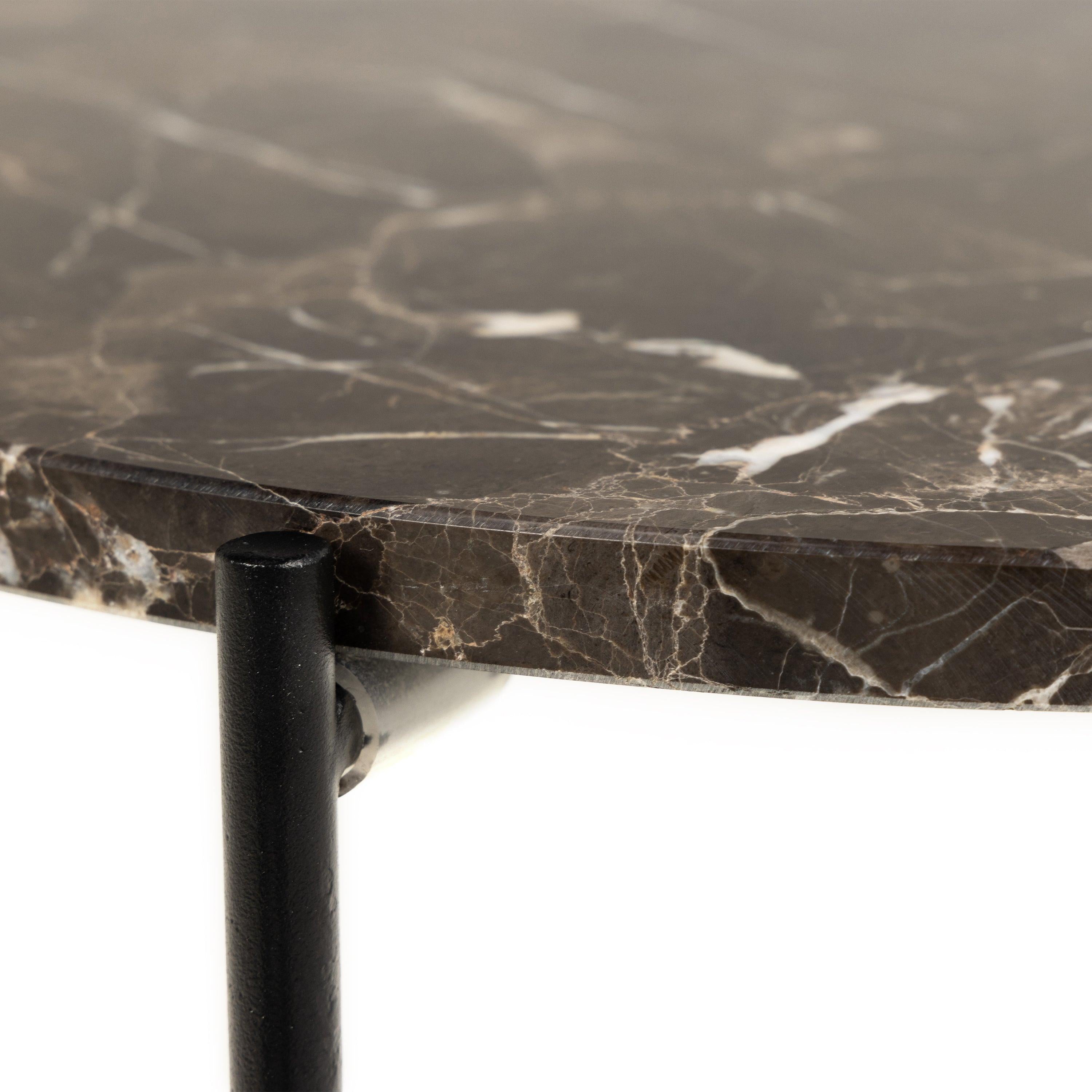 Avila Side Table with Brown Marble Top 42x45cm - image 8