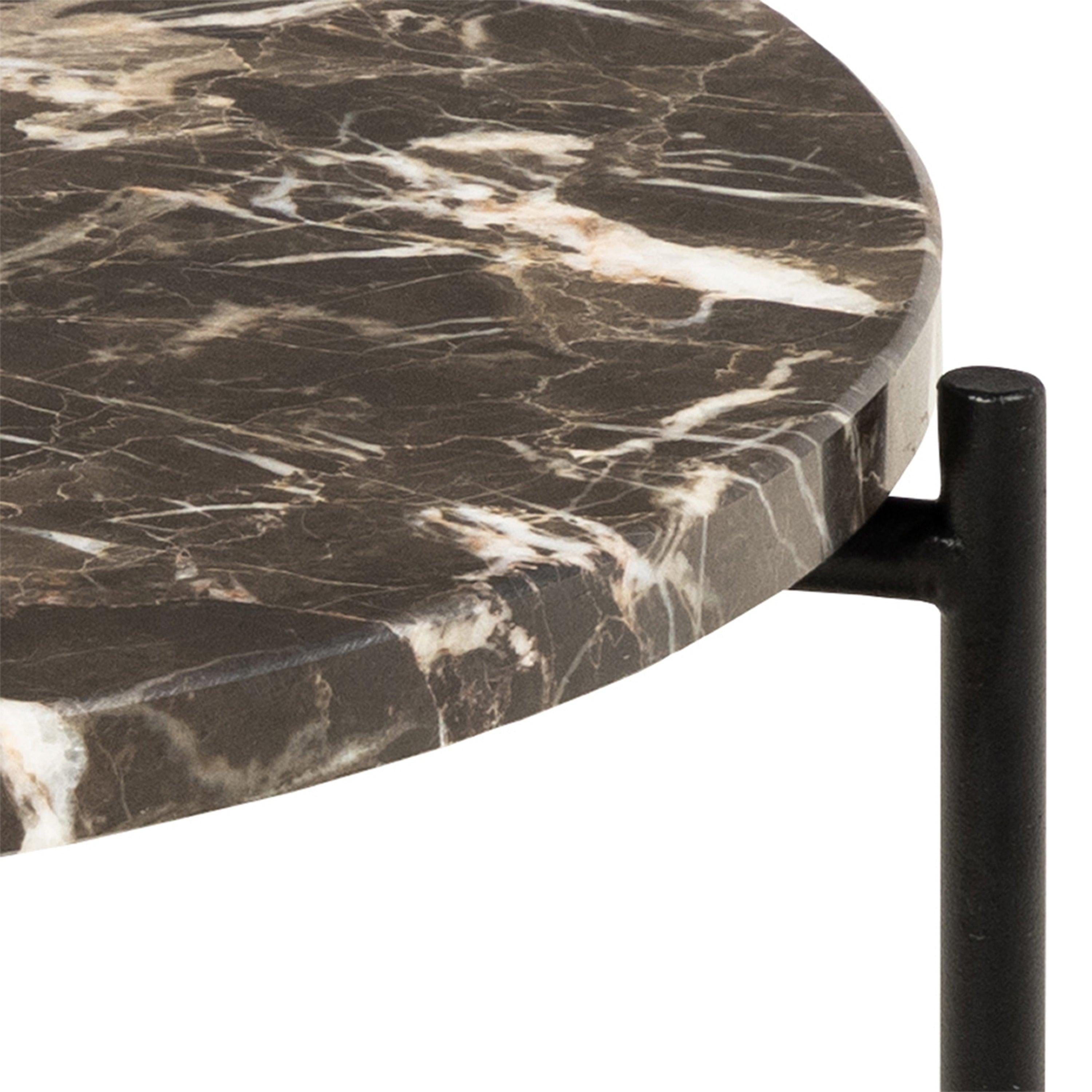 Avila Side Table with Brown Marble Top 42x45cm - image 9