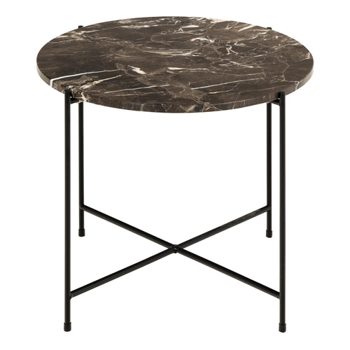 Avila Side Table with Brown Marble Top 52x40cm - image 2