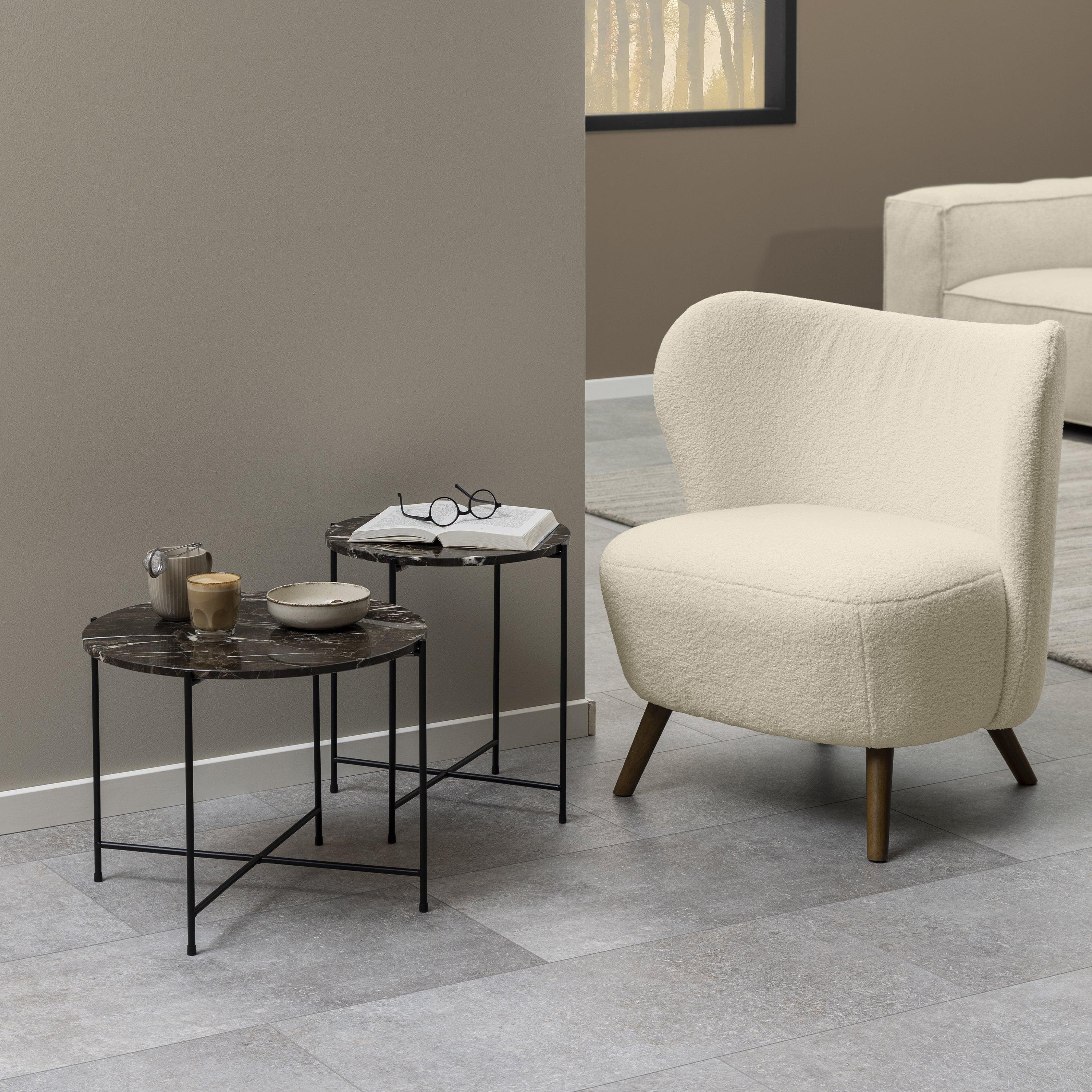 Avila Side Table with Brown Marble Top 52x40cm - image 5