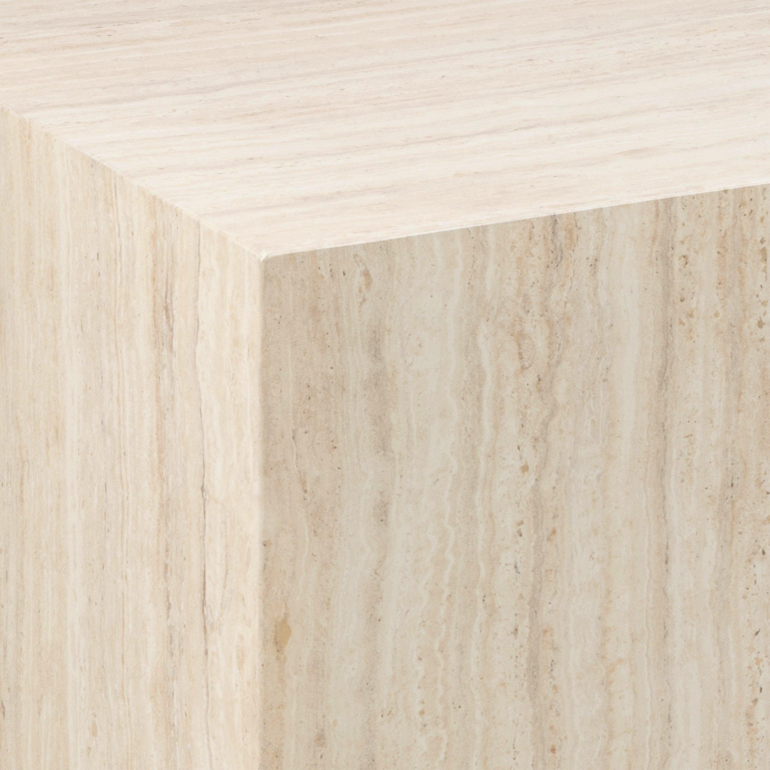 Dice Square Coffee Table Set in Light Travertine Effect - image 7