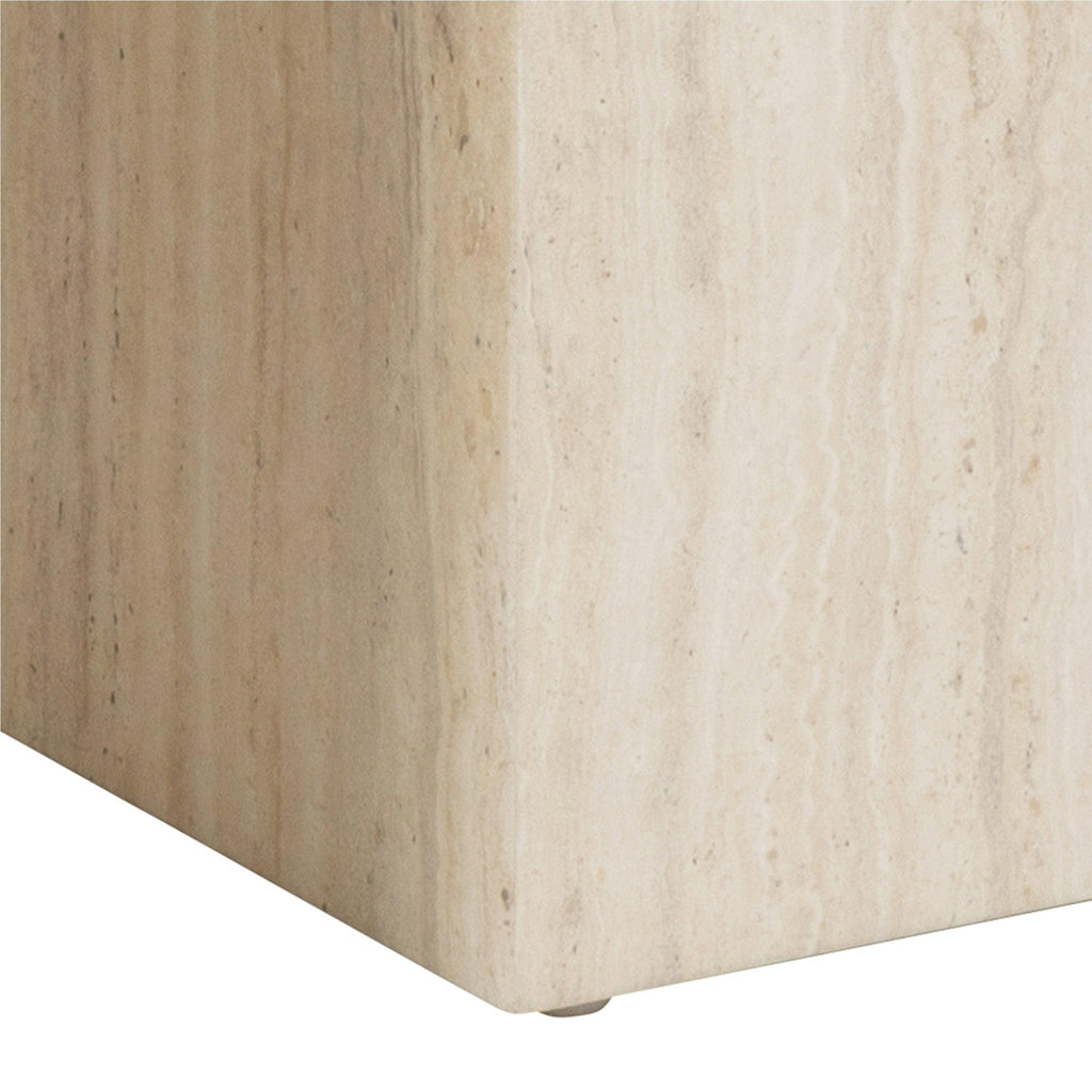 Dice Square Coffee Table Set in Light Travertine Effect - image 8