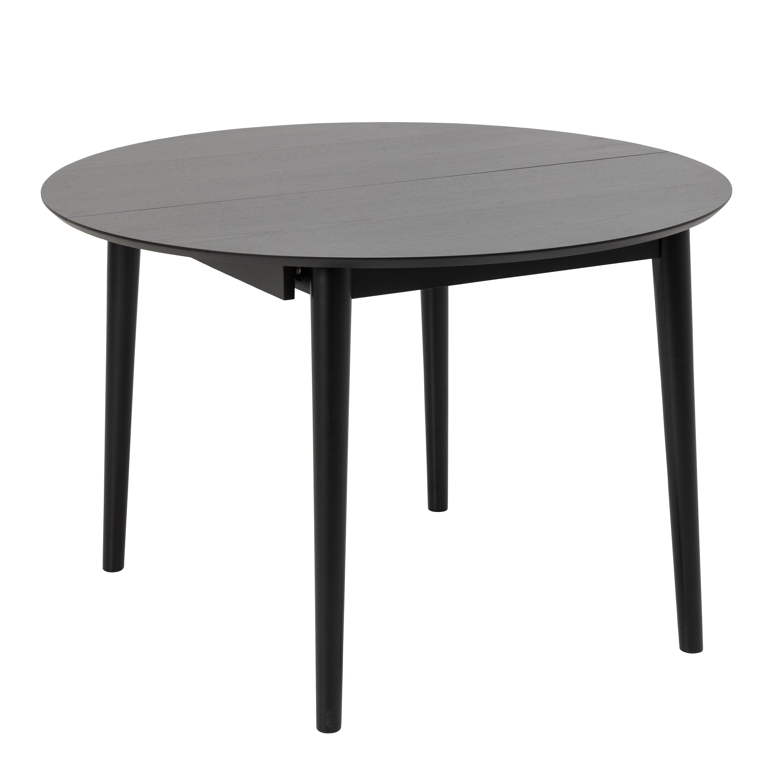 Montreux Round Extending Dining Table in Black 115-154cm includes 4 Cassandra Dining Chairs with Armrest in Black - image 2