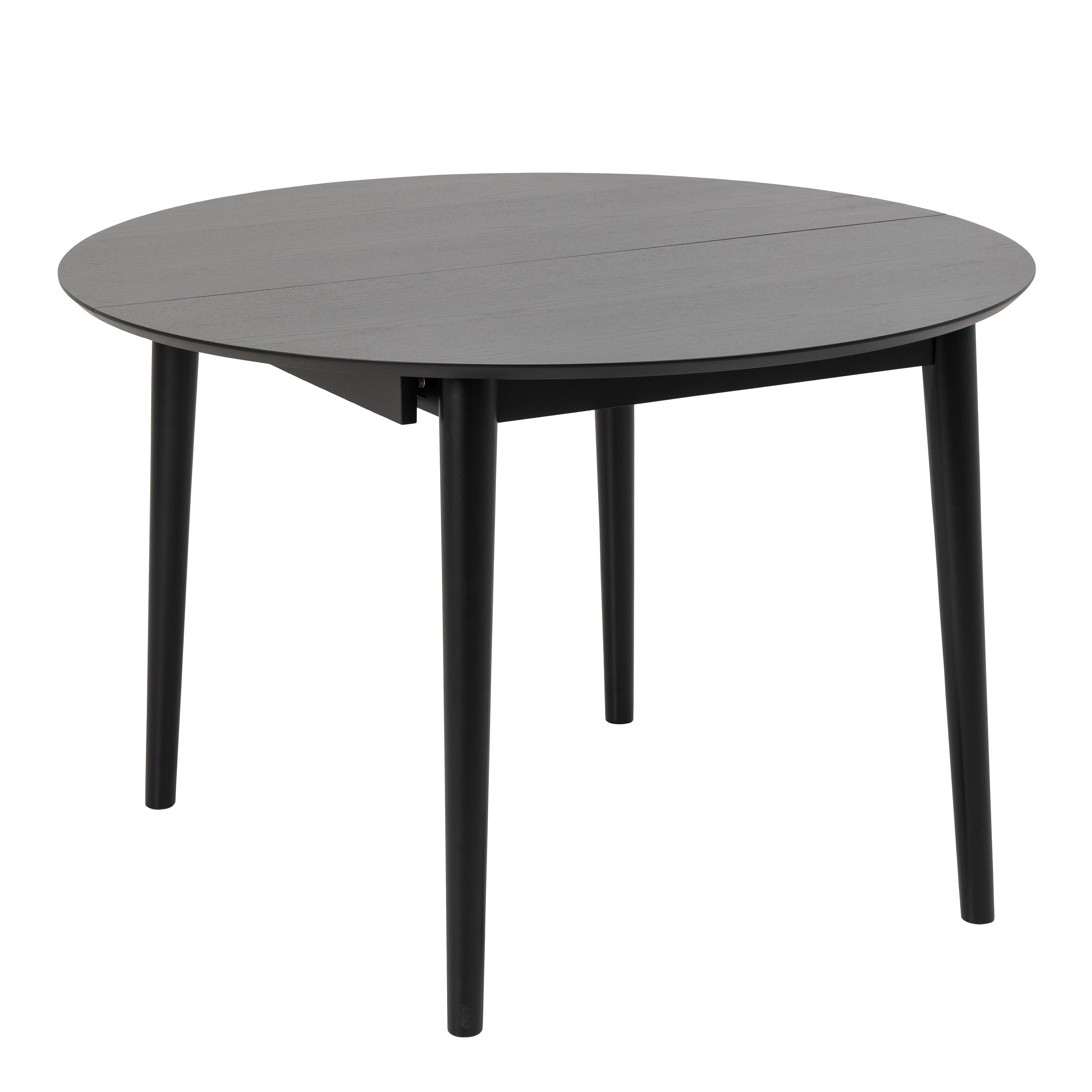 Montreux Round Extending Dining Table in Black 115-154cm includes 6 Cassandra Dining Chairs with Armrest in Black - image 2