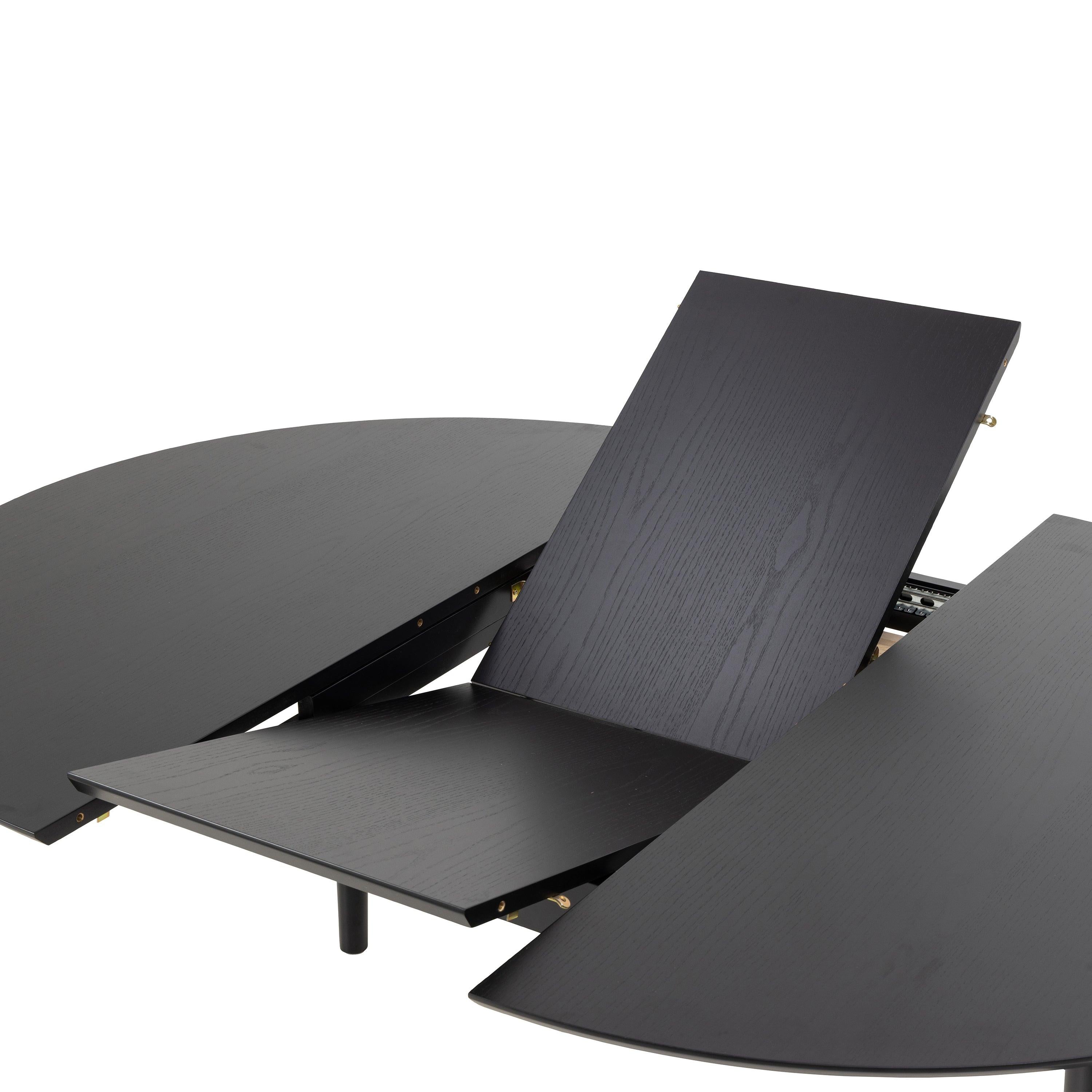 Montreux Round Extending Dining Table in Black 115-154cm includes 6 Cassandra Dining Chairs with Armrest in Black - image 4