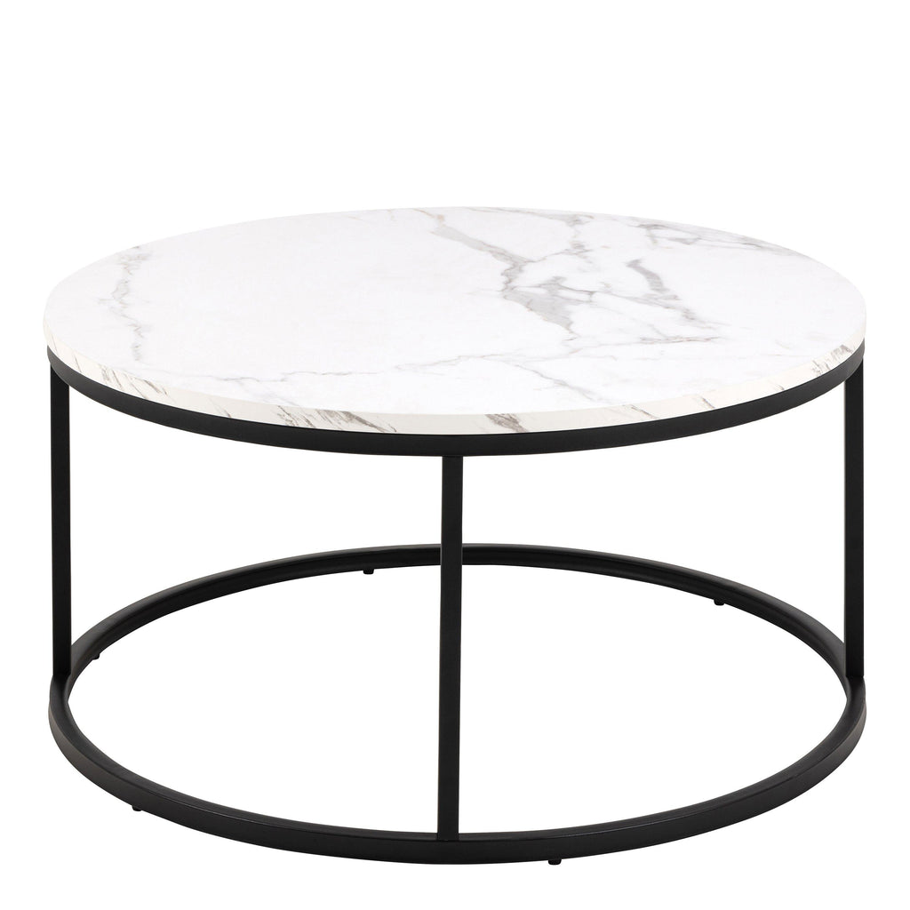 Spiro Coffee Table with White Marble Melamine Top & Black Legs - image 2