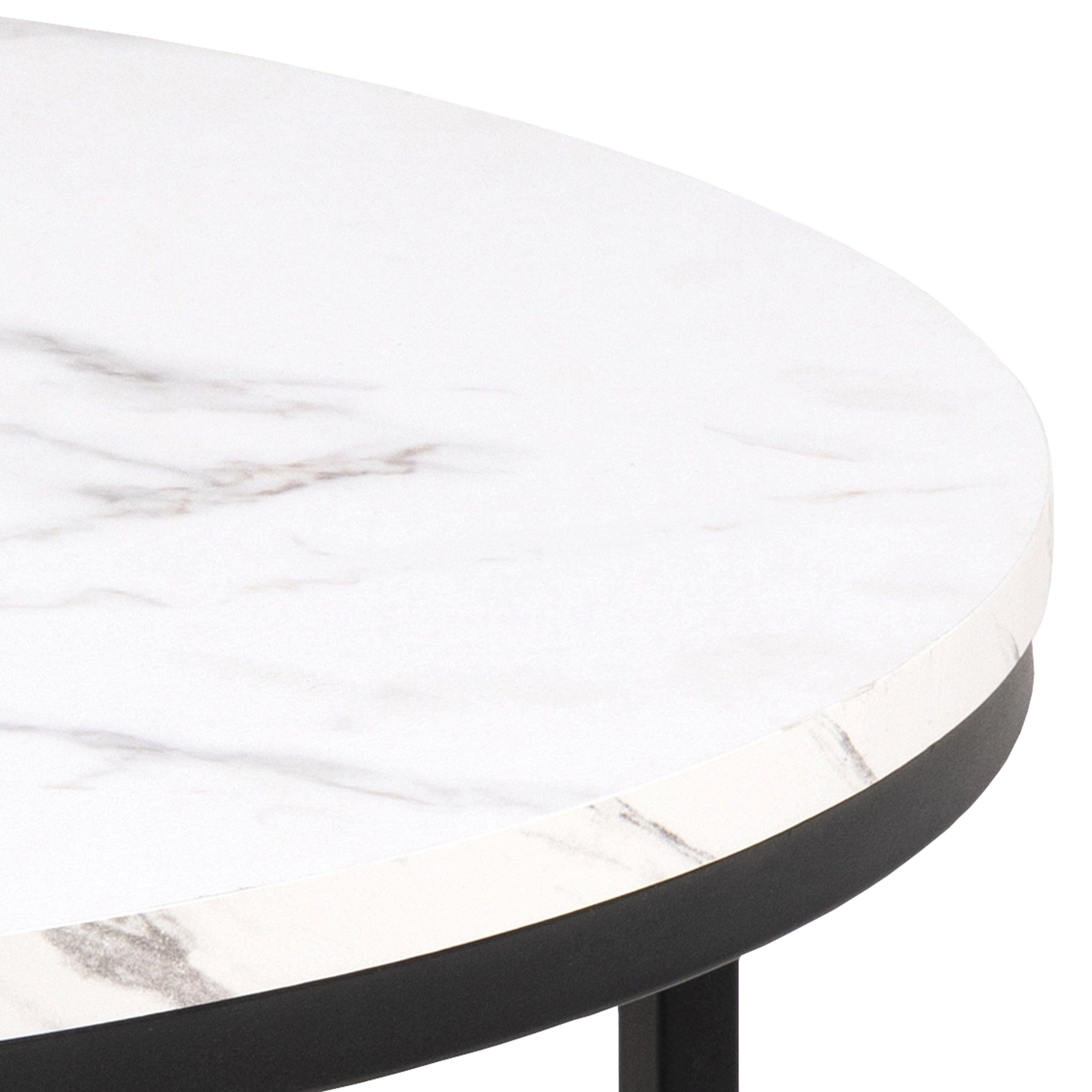 Spiro Coffee Table with White Marble Melamine Top & Black Legs - image 4