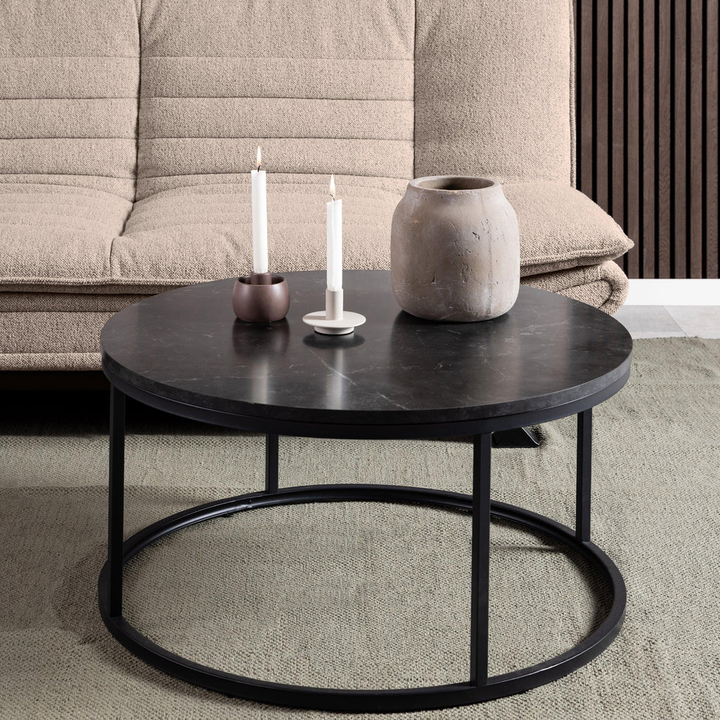 Spiro Coffee Table with Black Marble Melamine Top & Black Legs - image 4