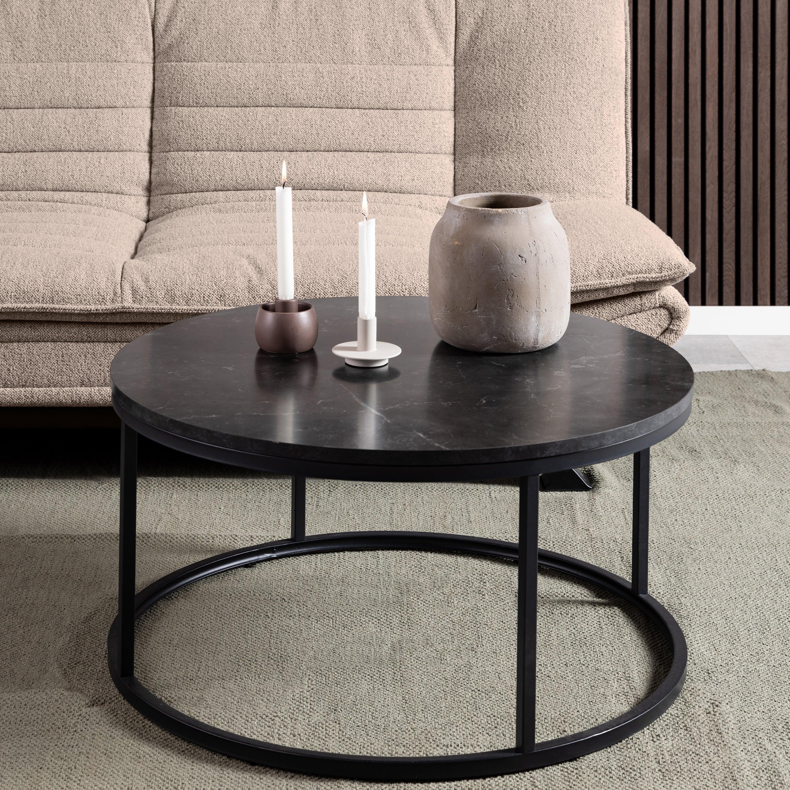 Spiro Coffee Table with Black Marble Melamine Top & Black Legs - image 4