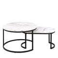Spiro Coffee Table Set with White Marble Melamine Top & Black Legs - image 2