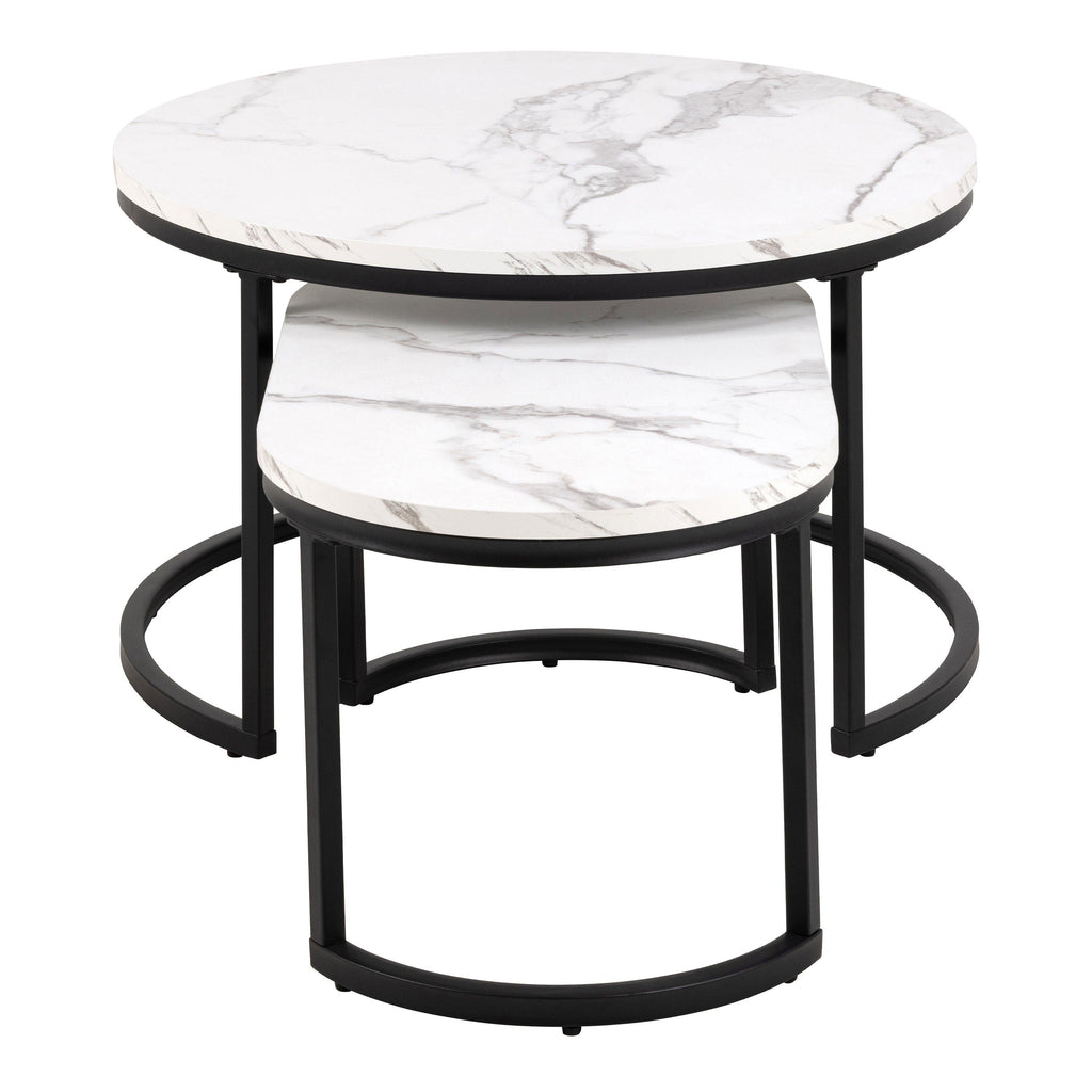 Spiro Coffee Table Set with White Marble Melamine Top & Black Legs - image 3