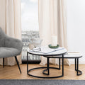Spiro Coffee Table Set with White Marble Melamine Top & Black Legs - image 4