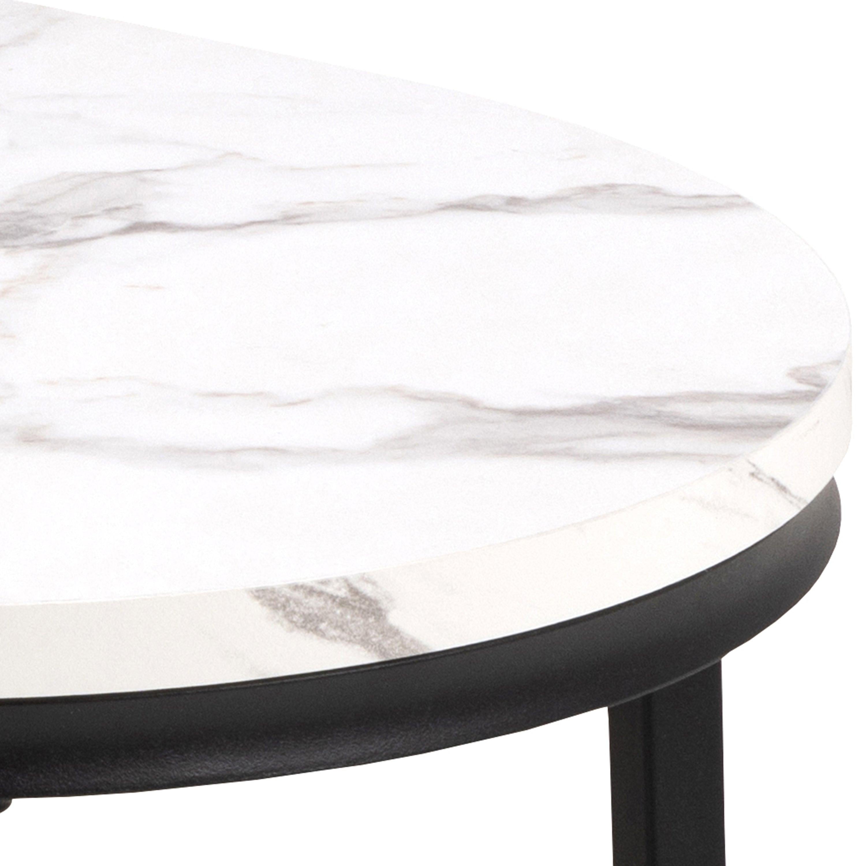 Spiro Coffee Table Set with White Marble Melamine Top & Black Legs - image 5