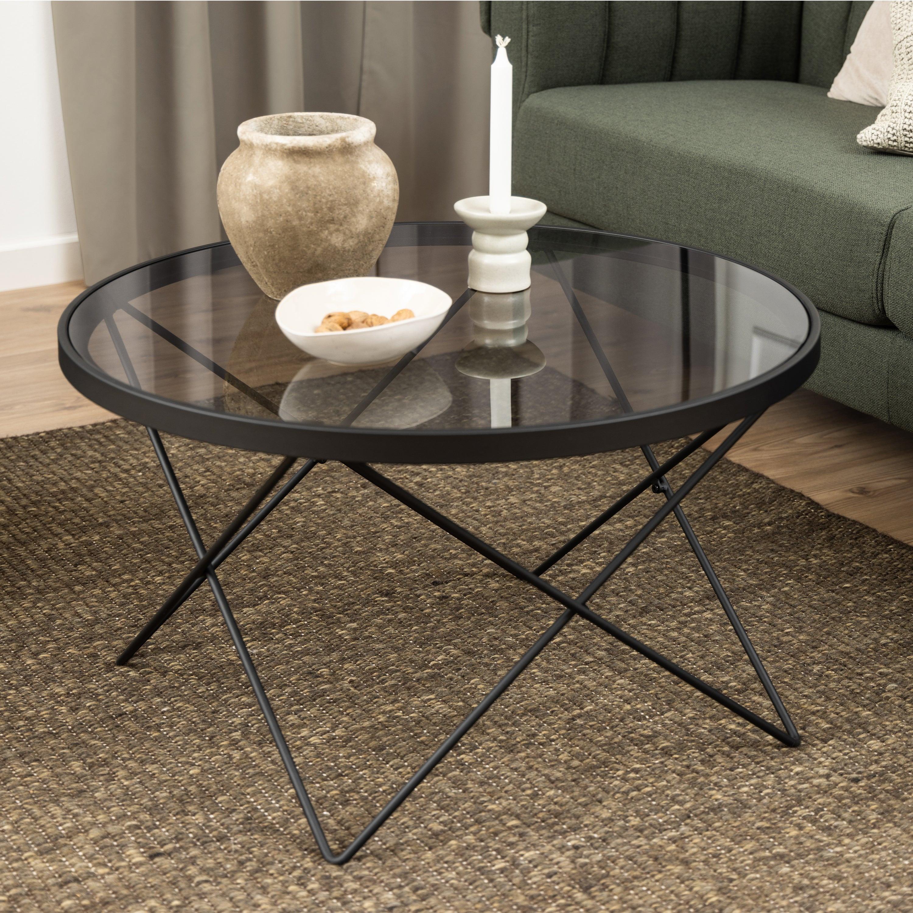 Cuxton Black Coffee Table with Smoked Glass Top - image 7