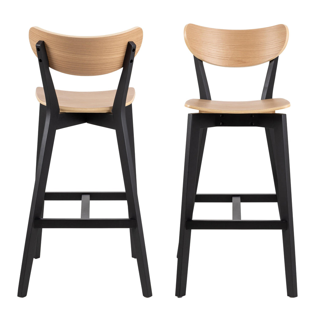 Roxby Bar Stool, Black and Oak Set of 2 - image 2