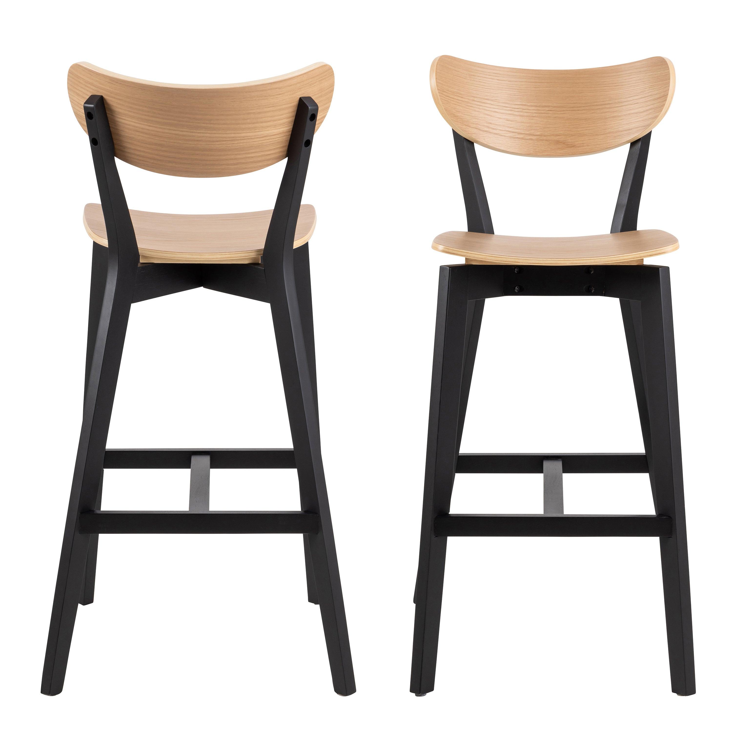 Roxby Bar Stool, Black and Oak Set of 2 - image 2