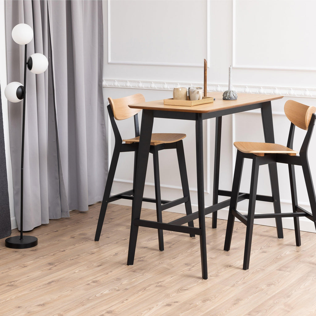 Roxby Bar Stool, Black and Oak Set of 2 - image 4