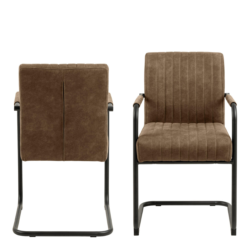 Adele Dining Chair in Light Brown Fabric Set of 2 - image 2
