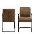 Adele Dining Chair in Light Brown Fabric Set of 2 - image 2